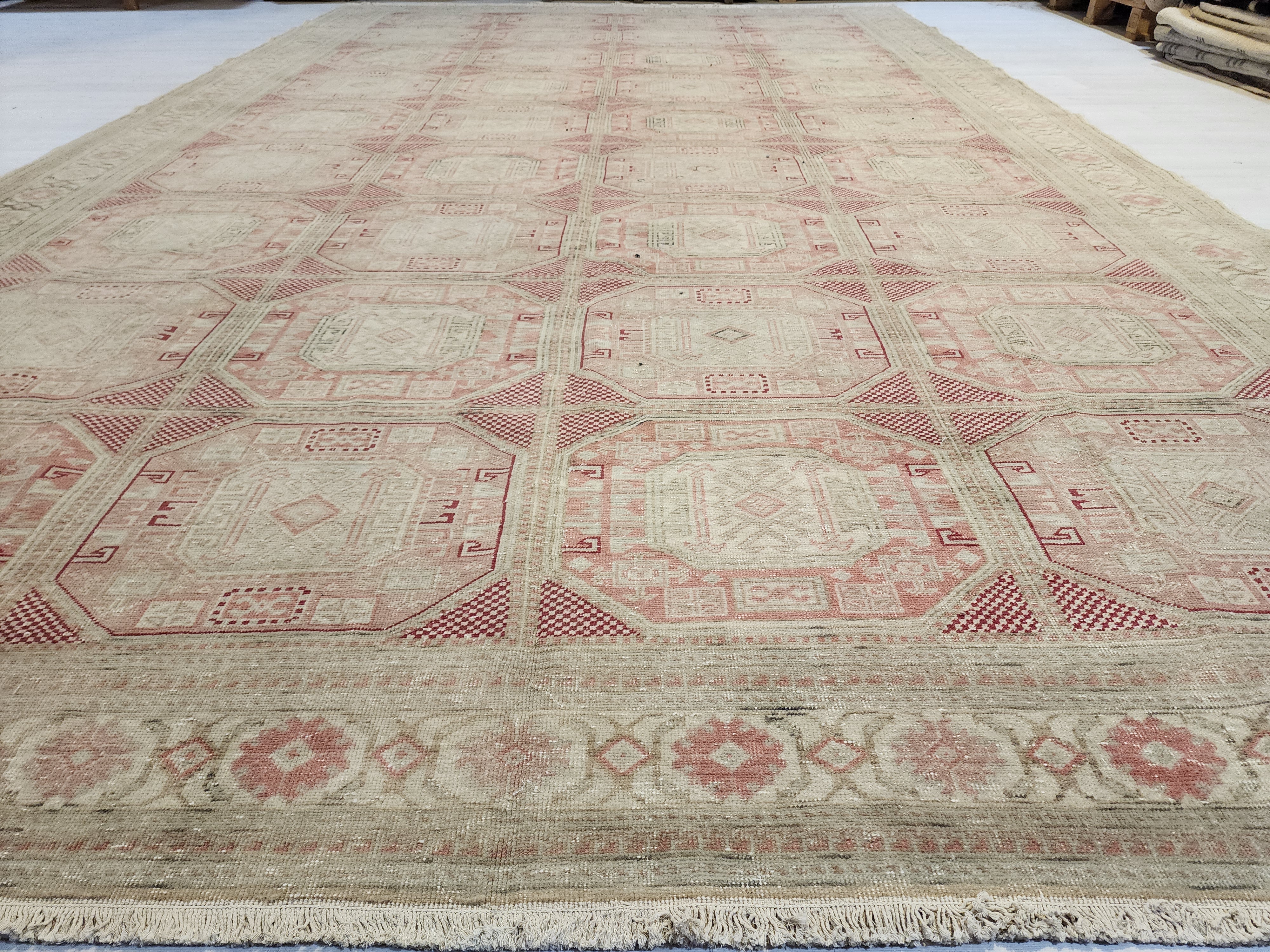 vintage Oushak Wool Large Area Rug — styled view