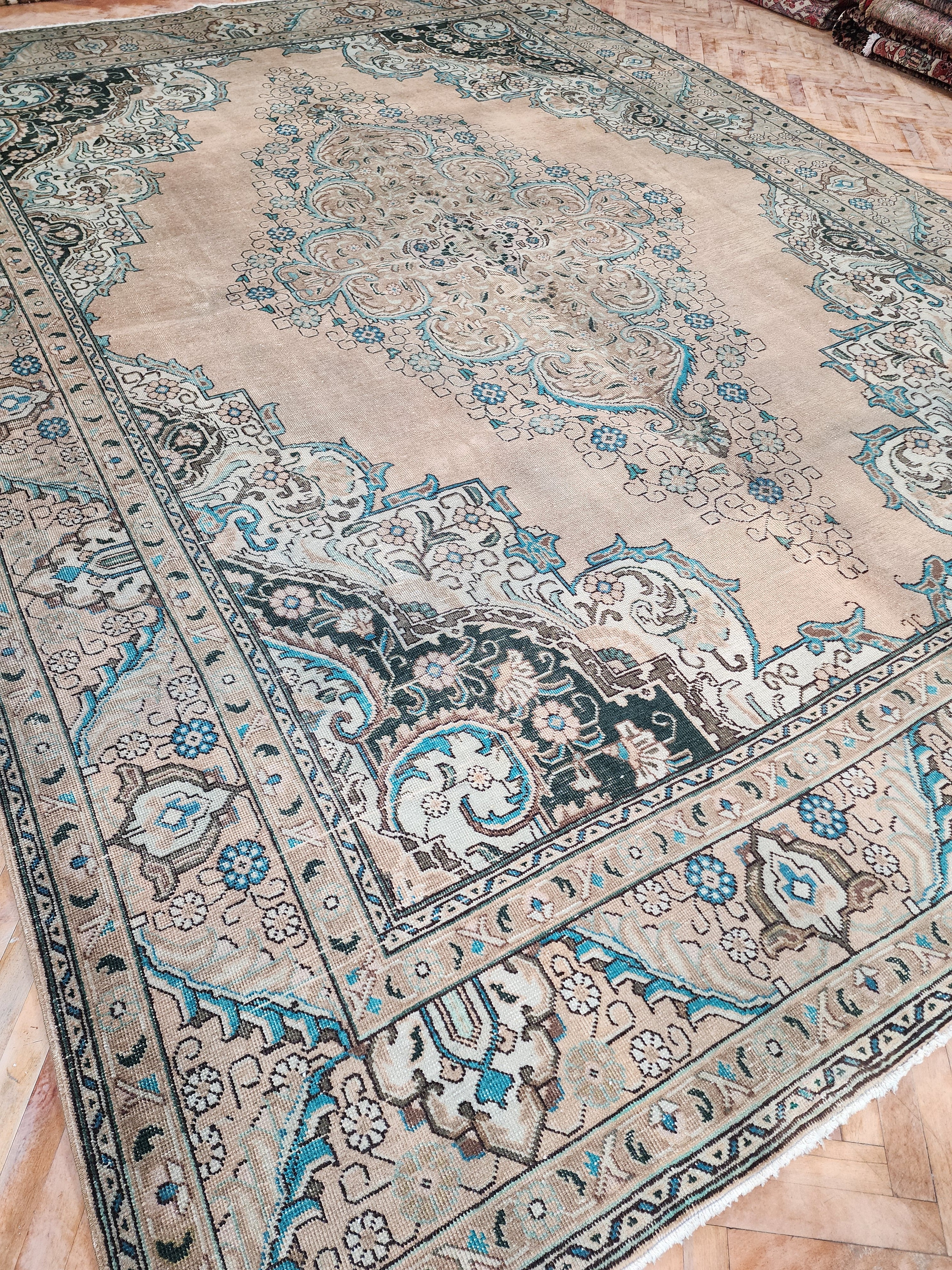 antique Anatolian Wool Large Area Rug — detail texture
