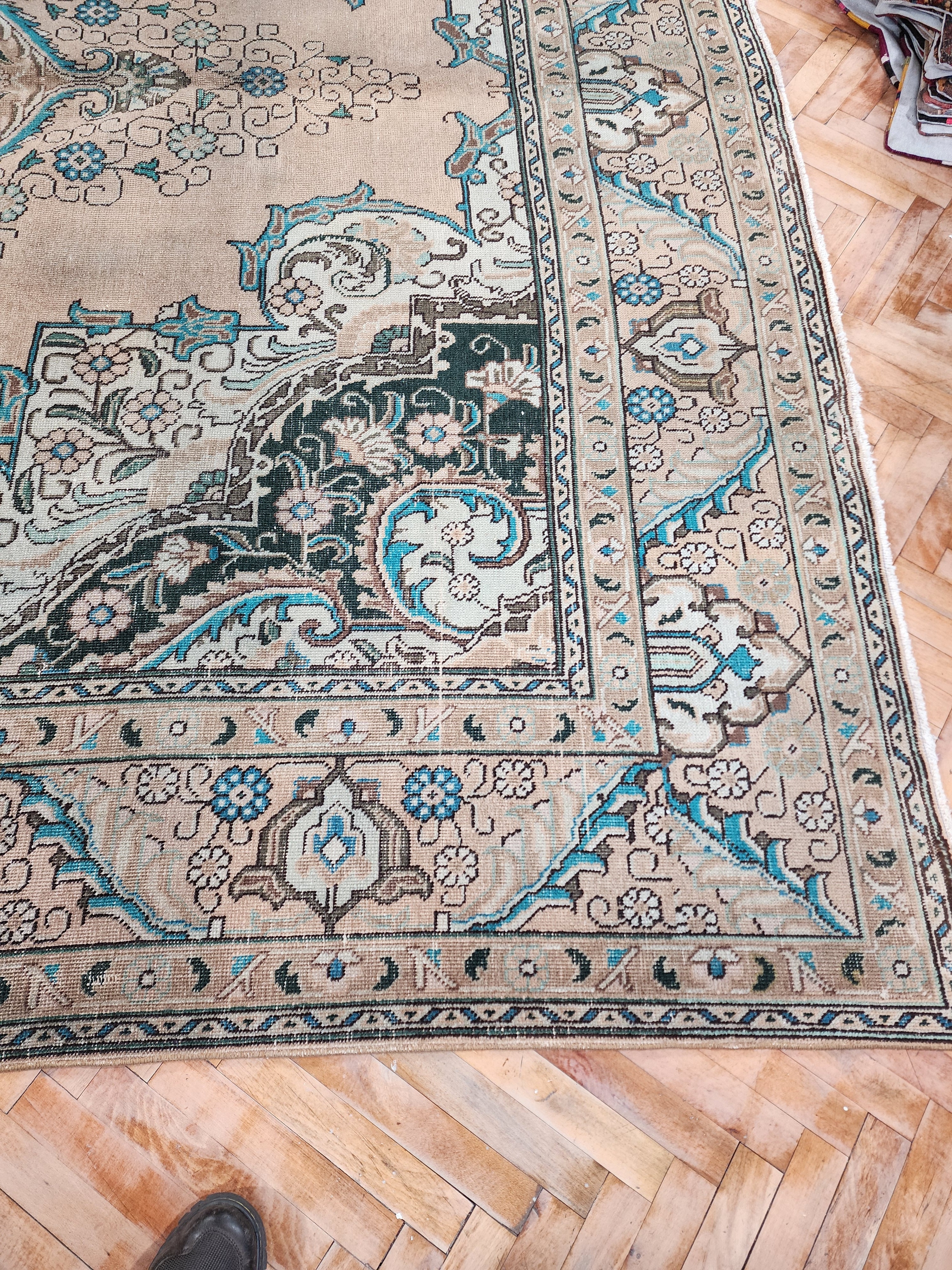 antique Anatolian Wool Large Area Rug — pattern close-up