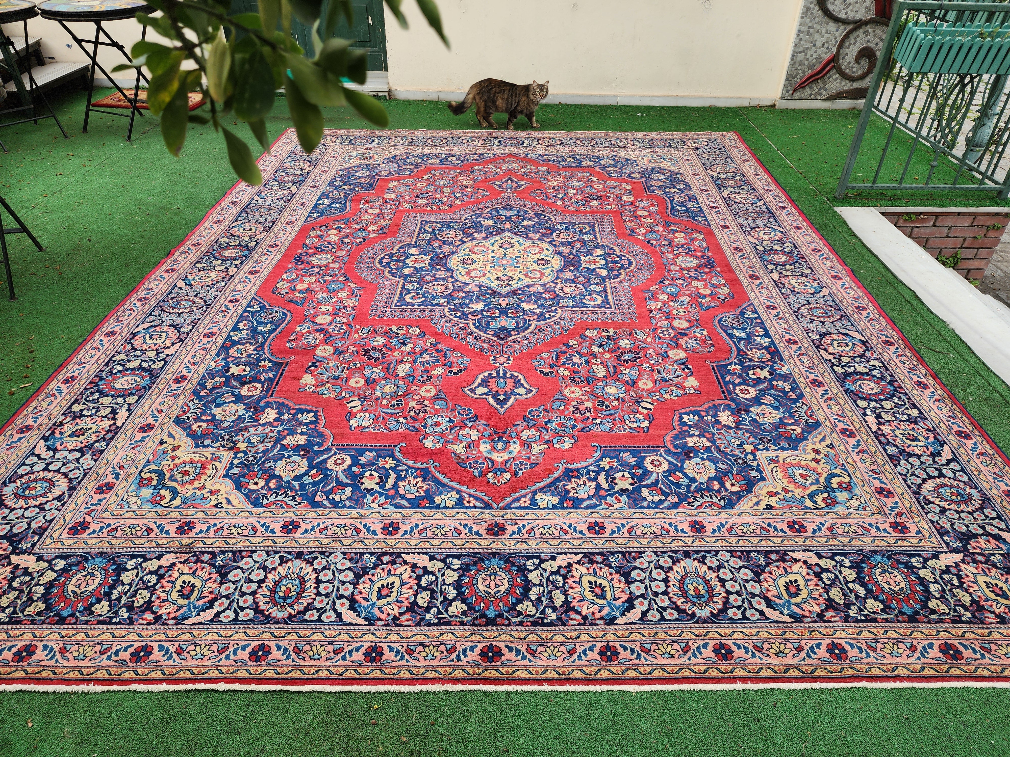antique Persian Large Area Rug — detail texture