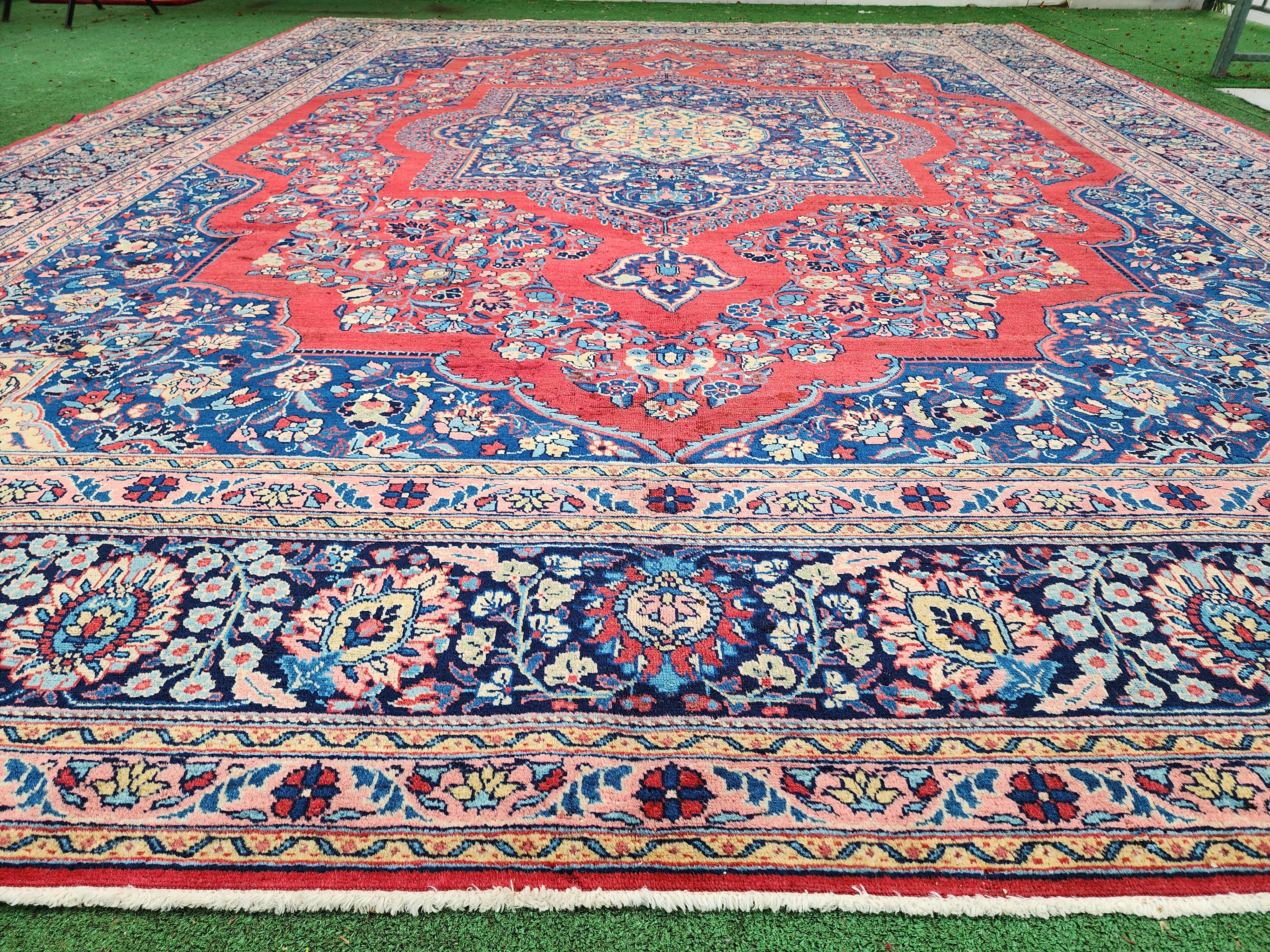 antique Persian Large Area Rug — pile detail