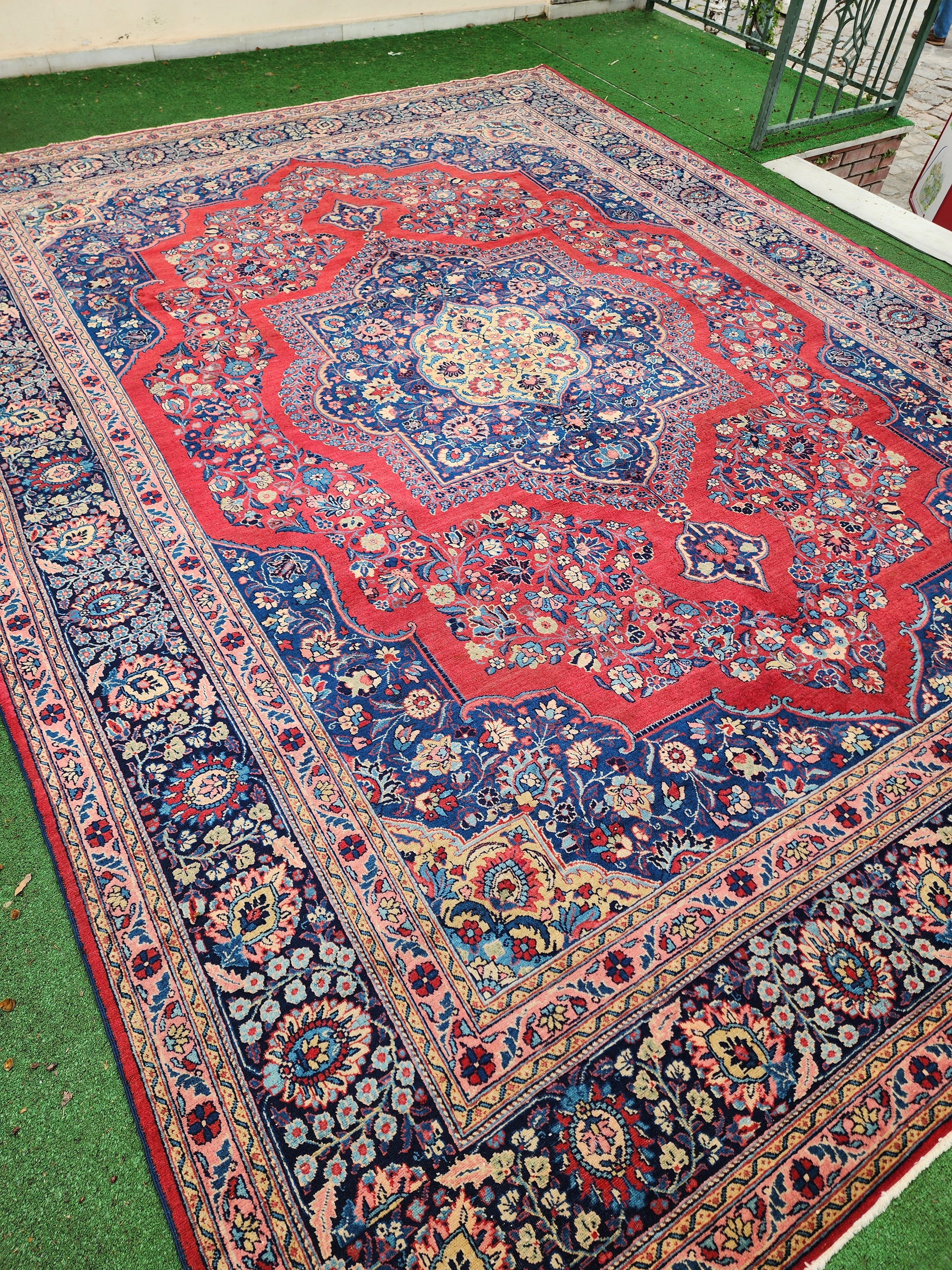 antique Persian Large Area Rug — pattern close-up