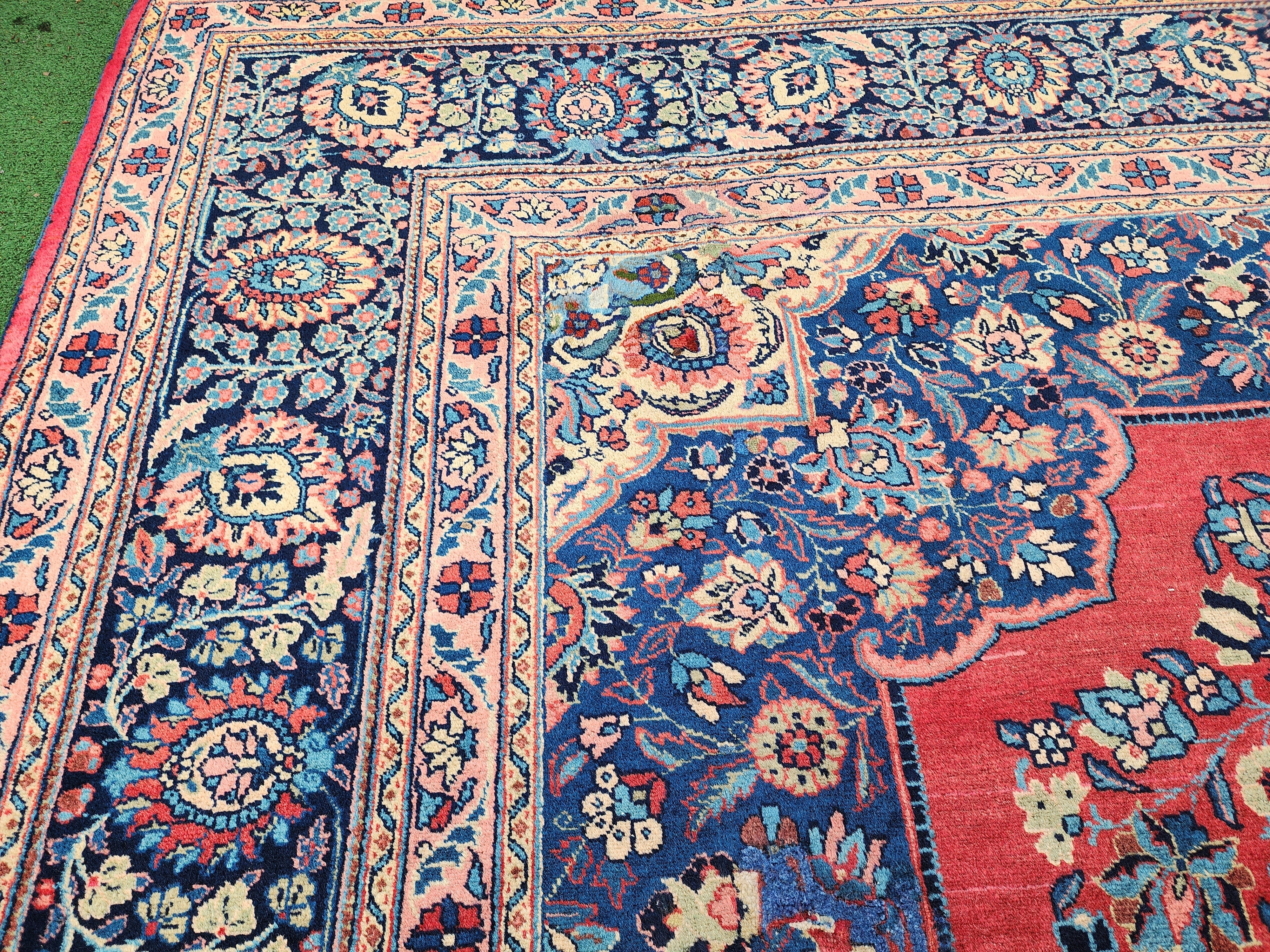 antique Persian Large Area Rug — edge weave