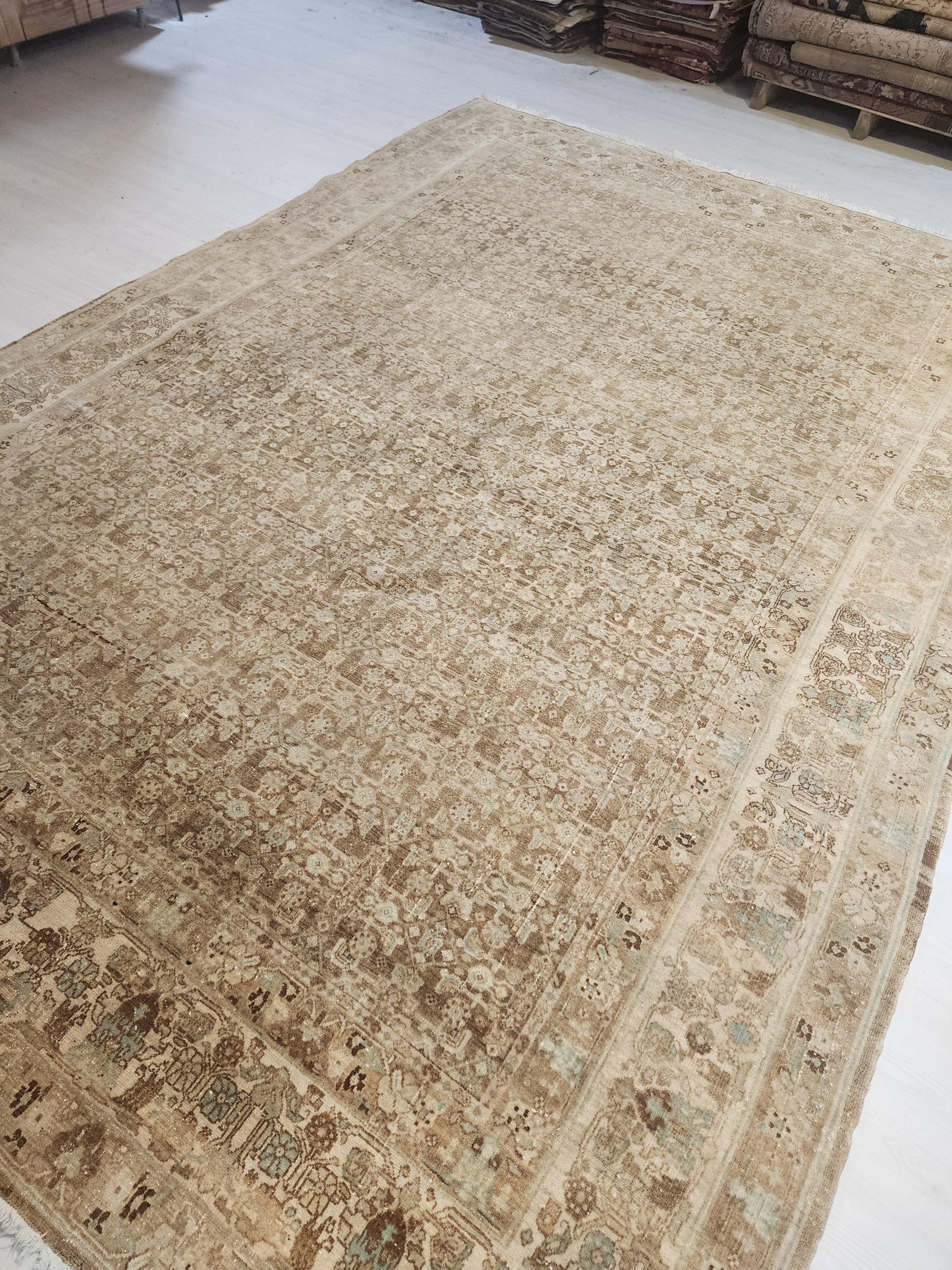 vintage Oushak Wool Large Area Rug — pattern close-up