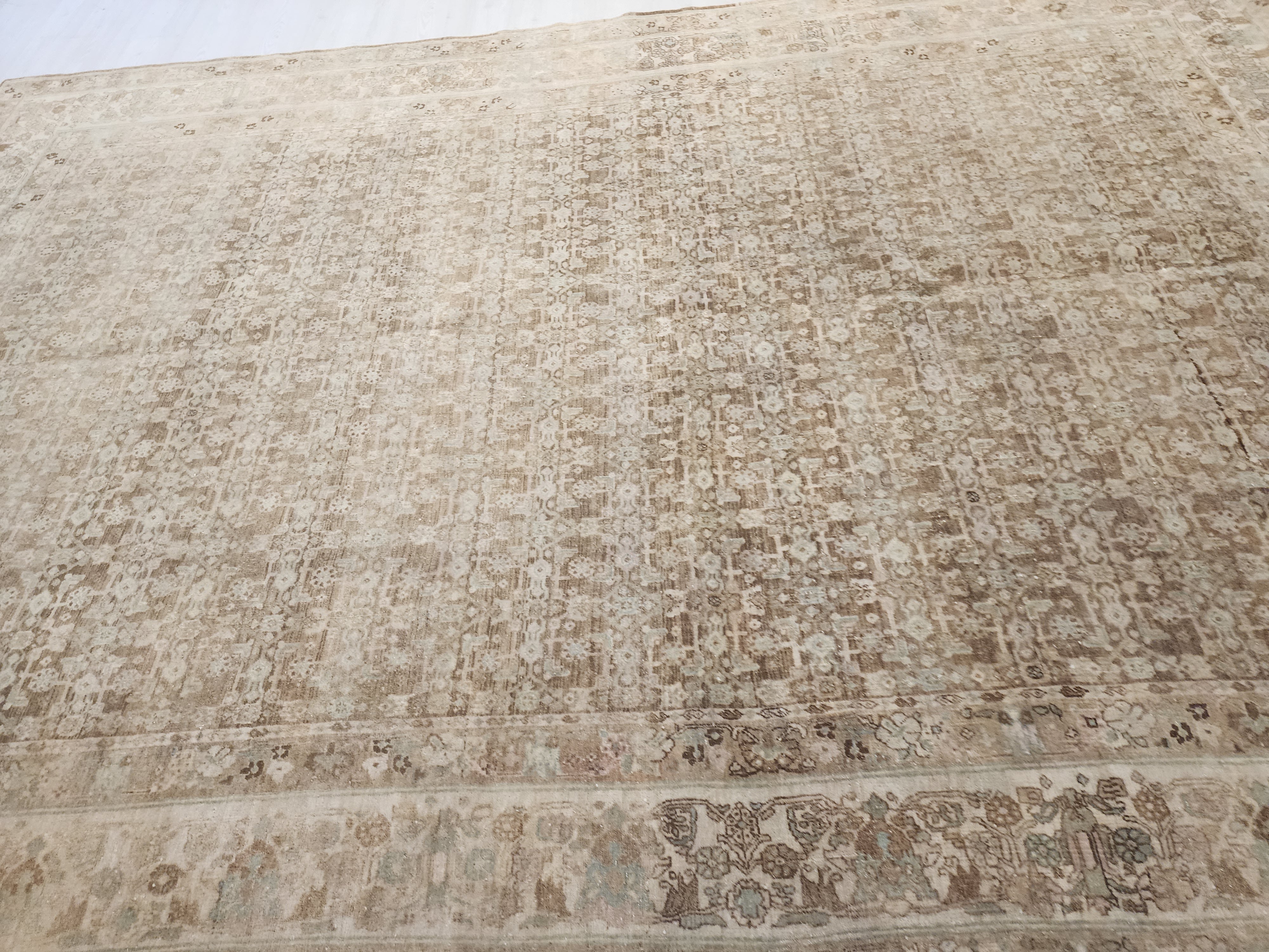 vintage Oushak Wool Large Area Rug — border pattern