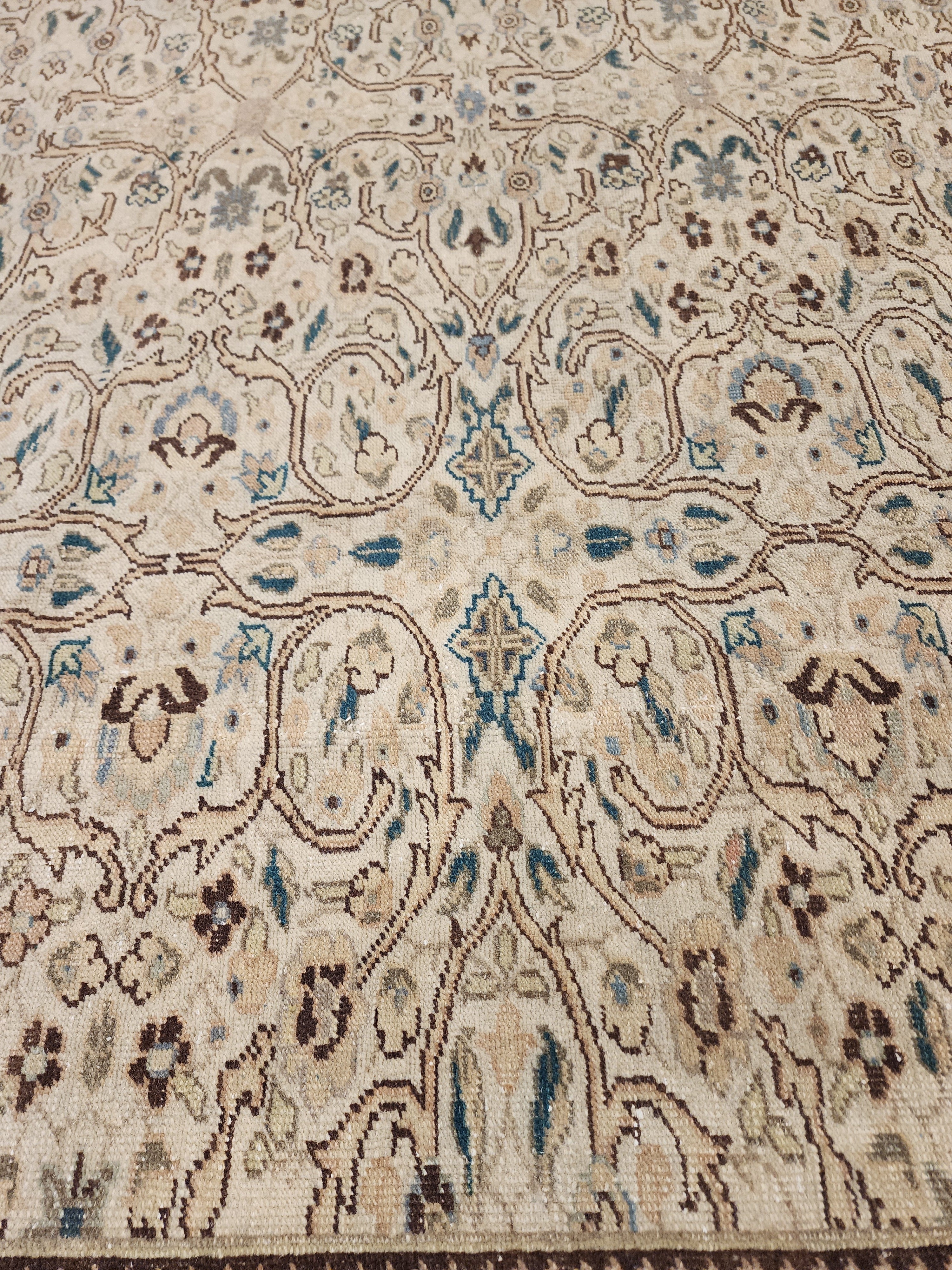 Extra Large Vintage Turkish Rug: 12x8 ft Handmade Wool Kayseri Rug