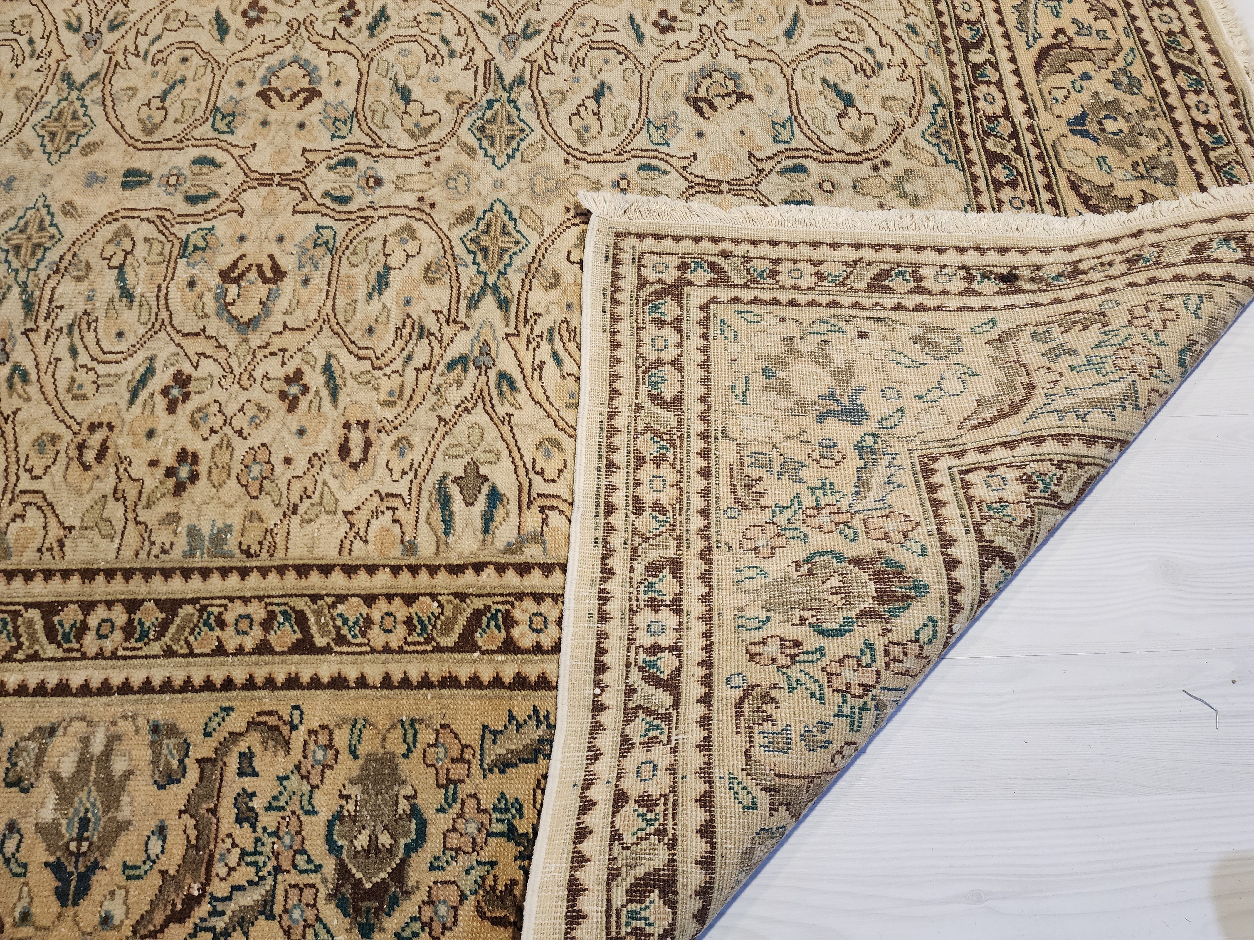 Extra Large Vintage Turkish Rug: 12x8 ft Handmade Wool Kayseri Rug