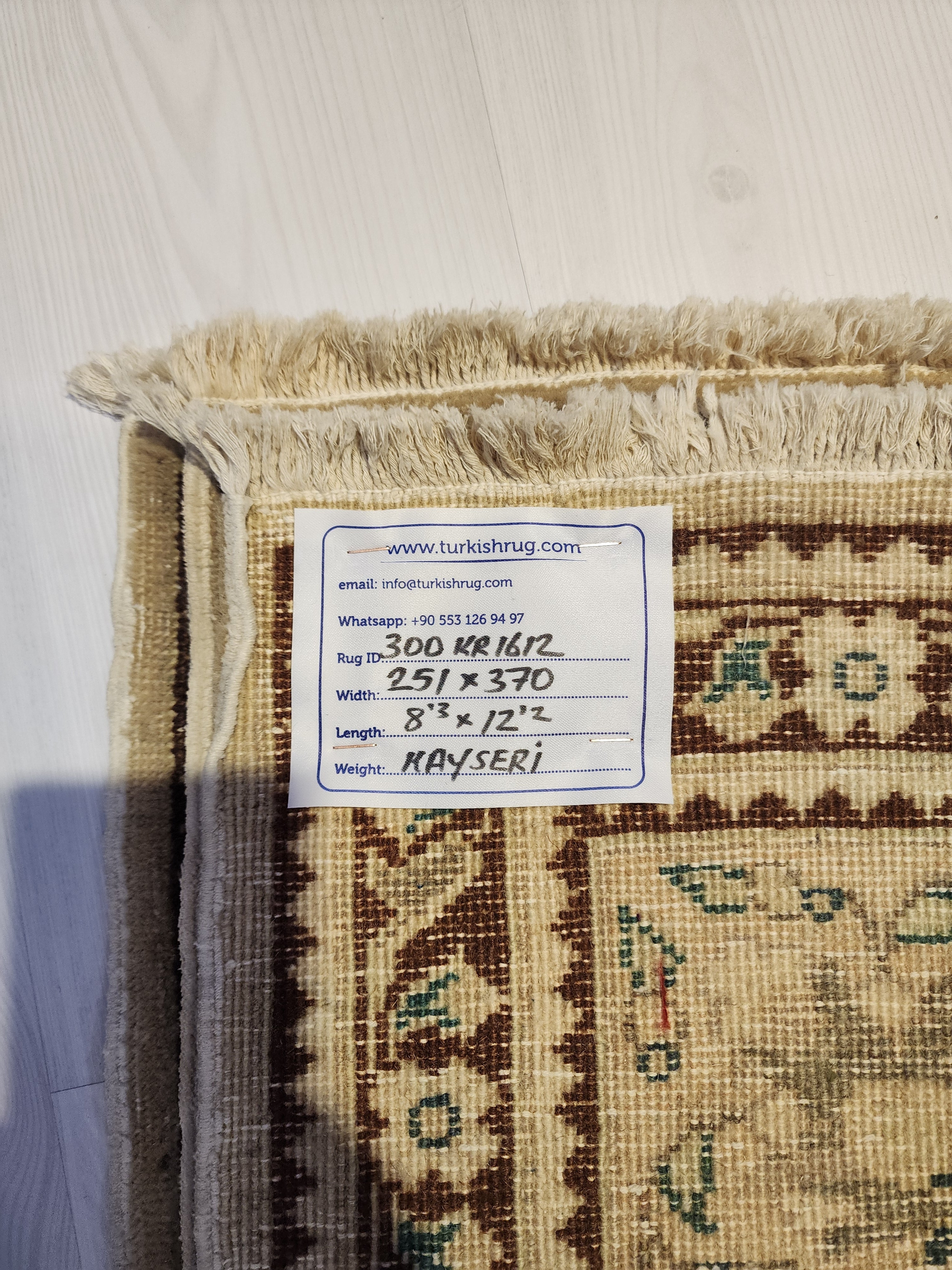 Extra Large Vintage Turkish Rug: 12x8 ft Handmade Wool Kayseri Rug