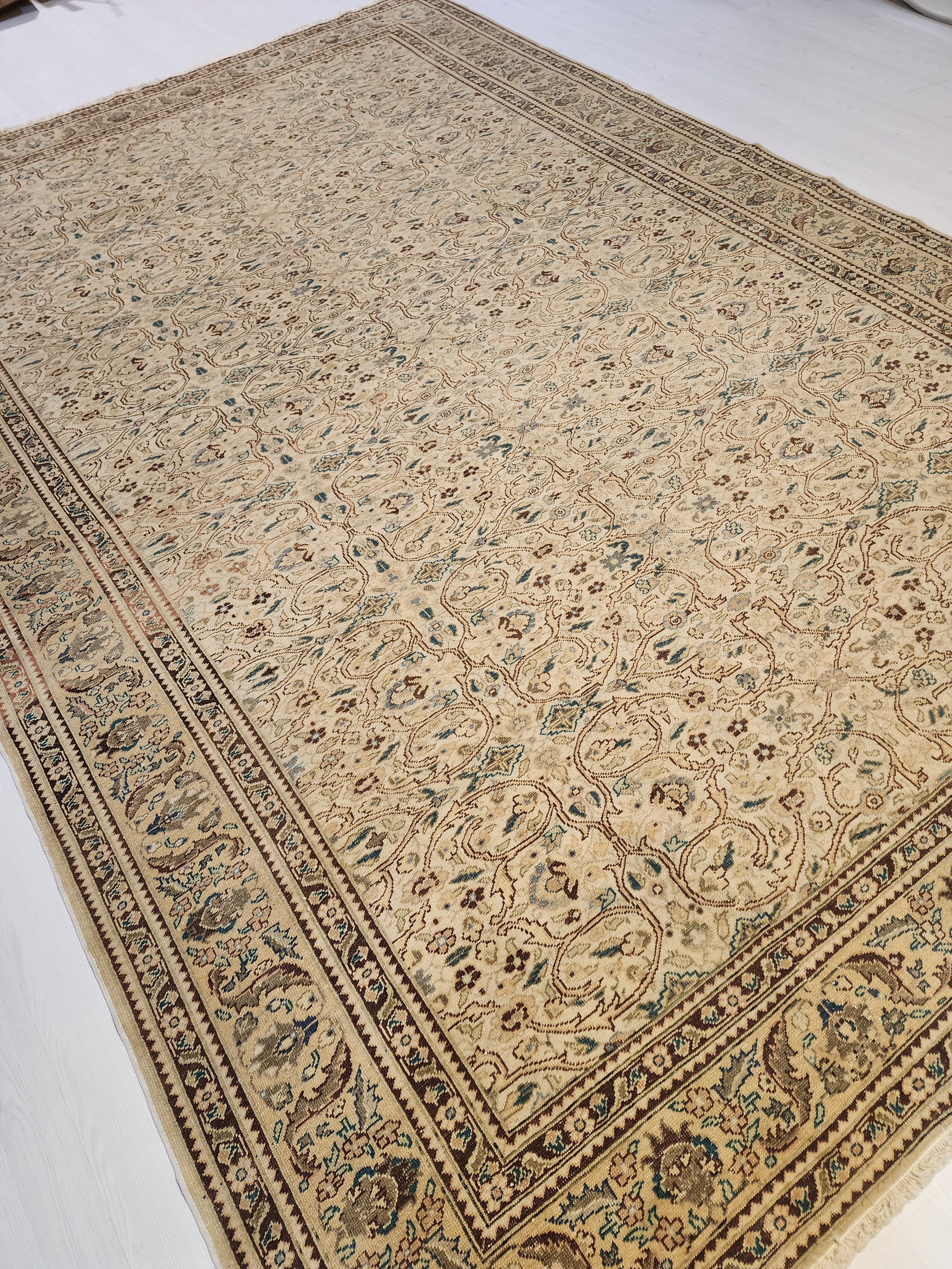 Extra Large Vintage Turkish Rug: 12x8 ft Handmade Wool Kayseri Rug