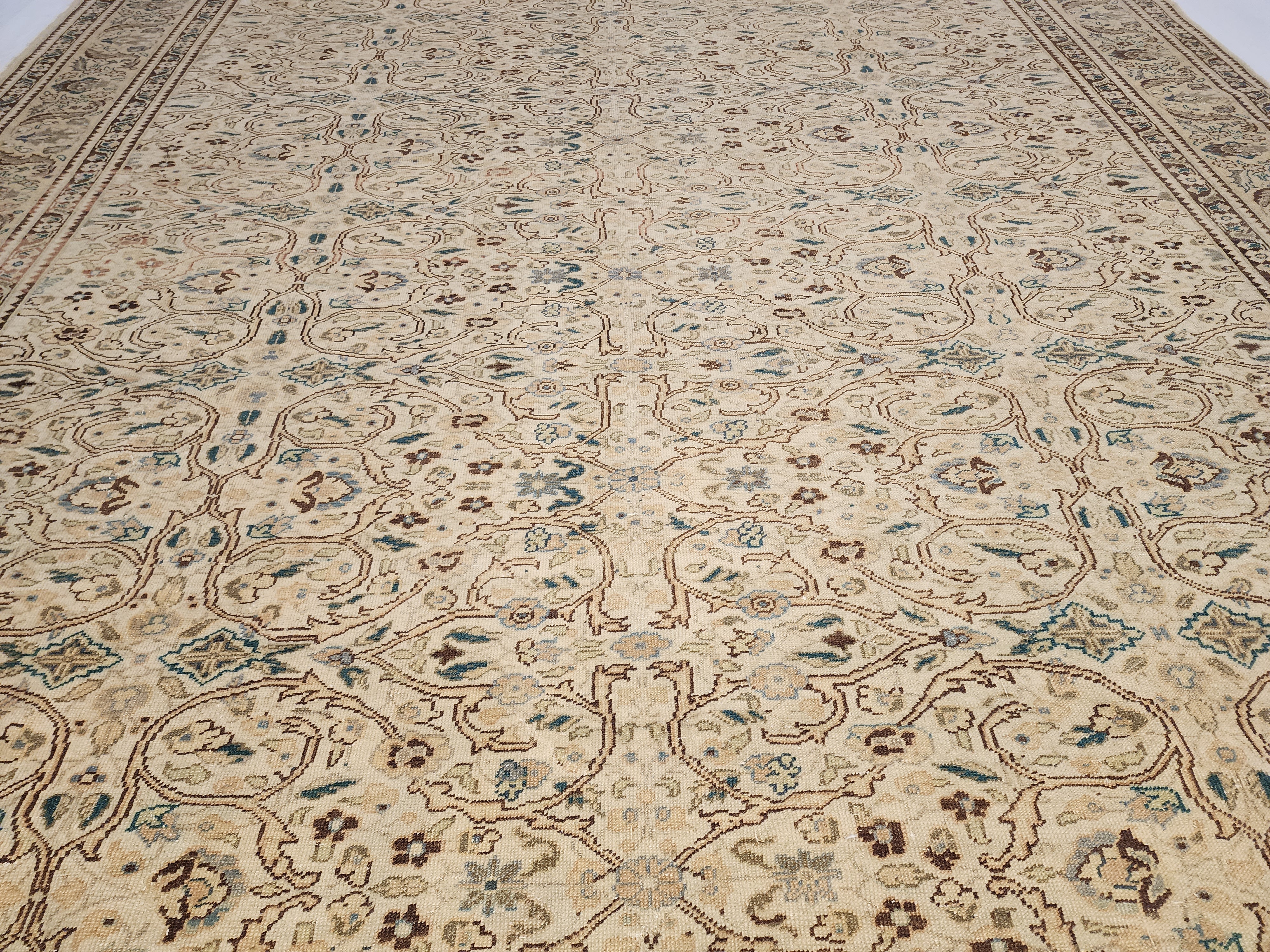 Extra Large Vintage Turkish Rug: 12x8 ft Handmade Wool Kayseri Rug