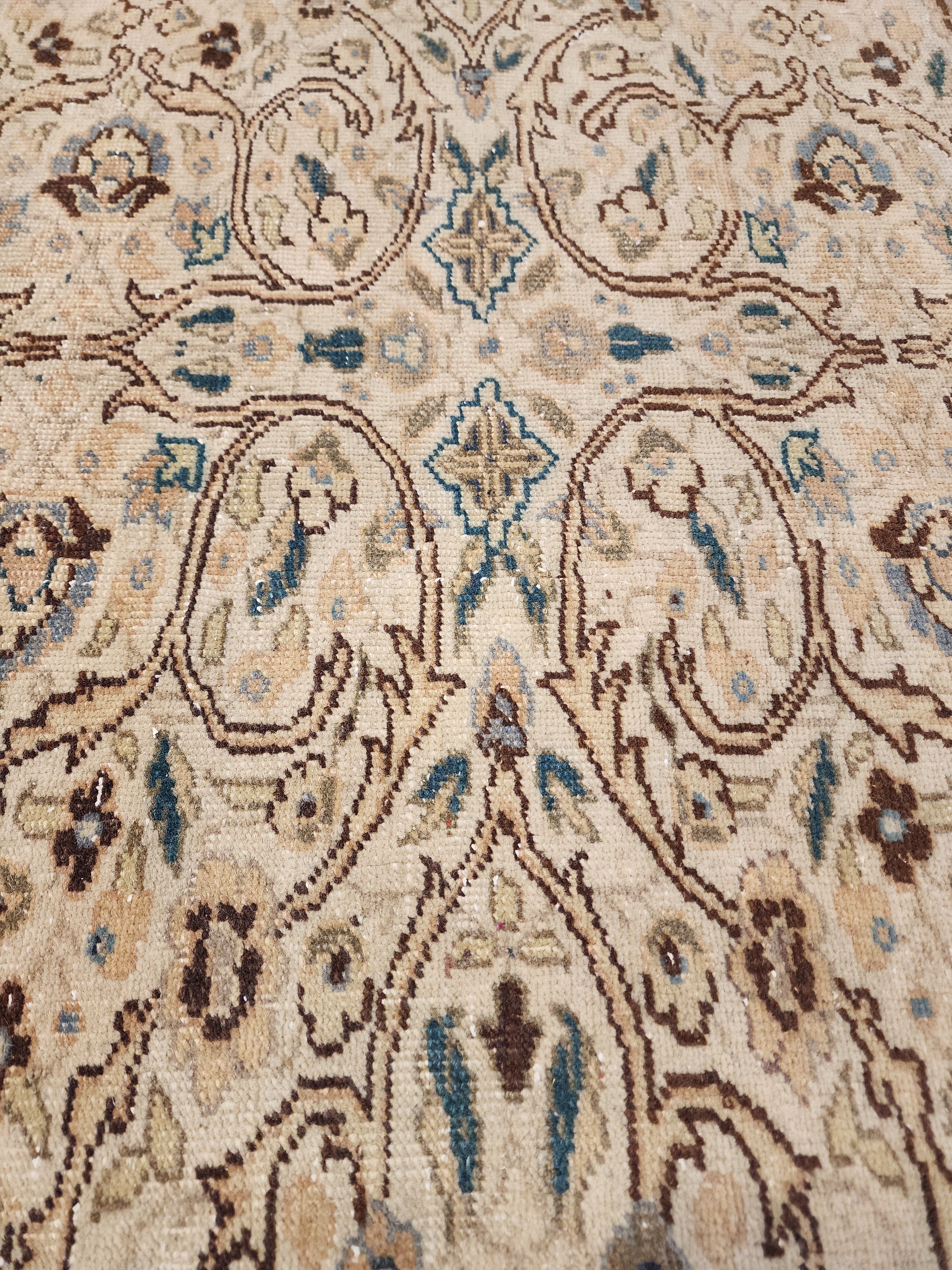 Extra Large Vintage Turkish Rug: 12x8 ft Handmade Wool Kayseri Rug