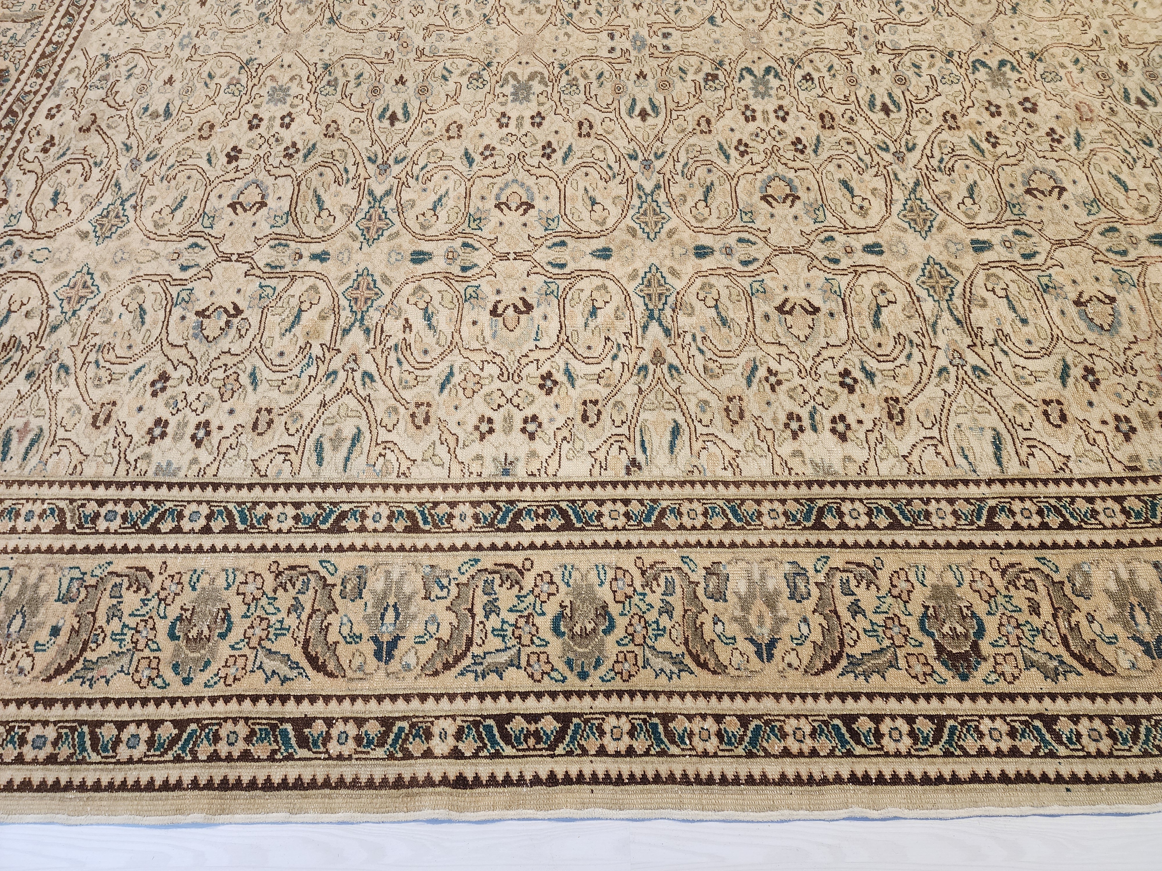 Extra Large Vintage Turkish Rug: 12x8 ft Handmade Wool Kayseri Rug