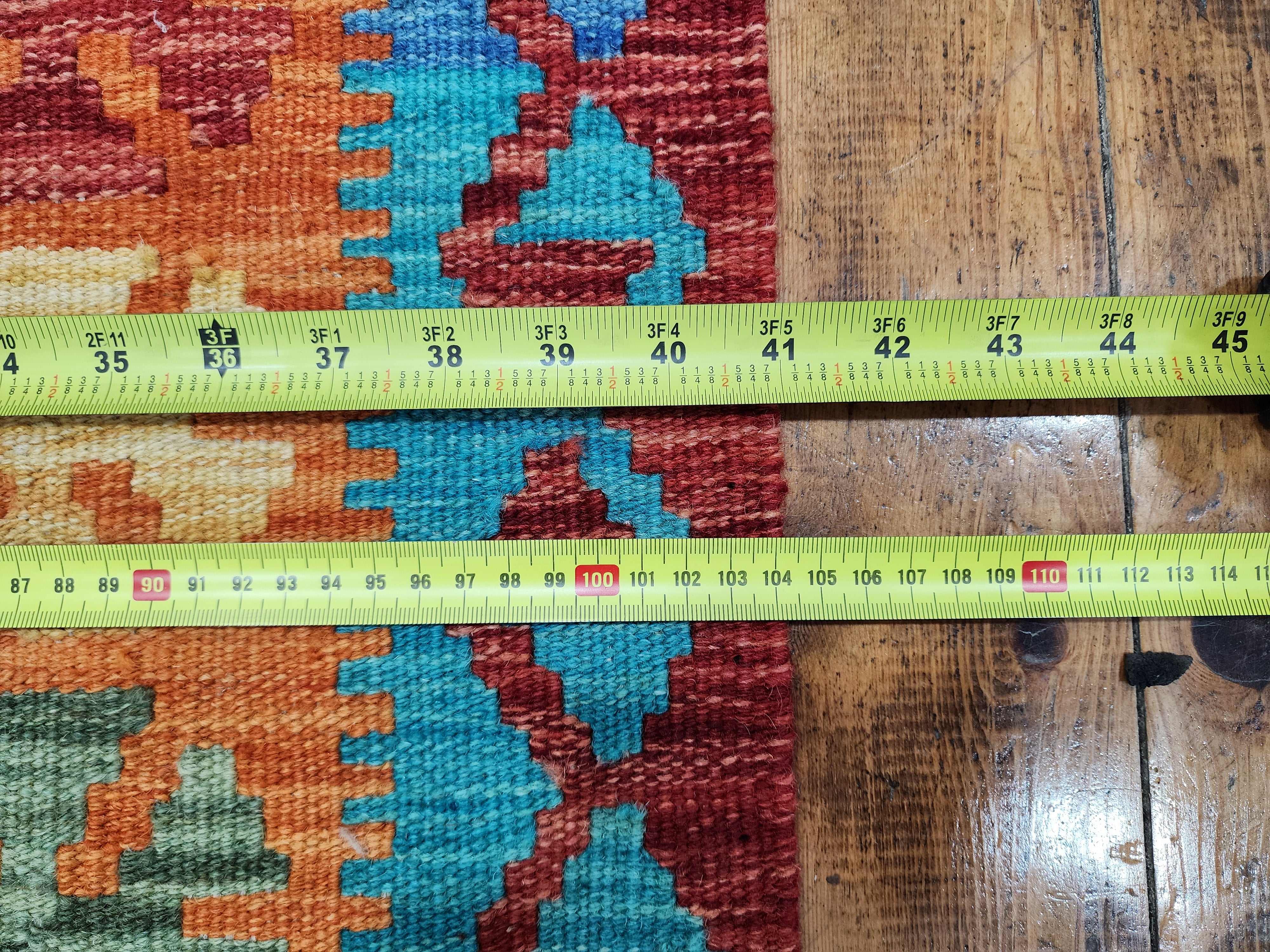 Orange and Blue Maimana Kilim, 3'5" x 5'1''