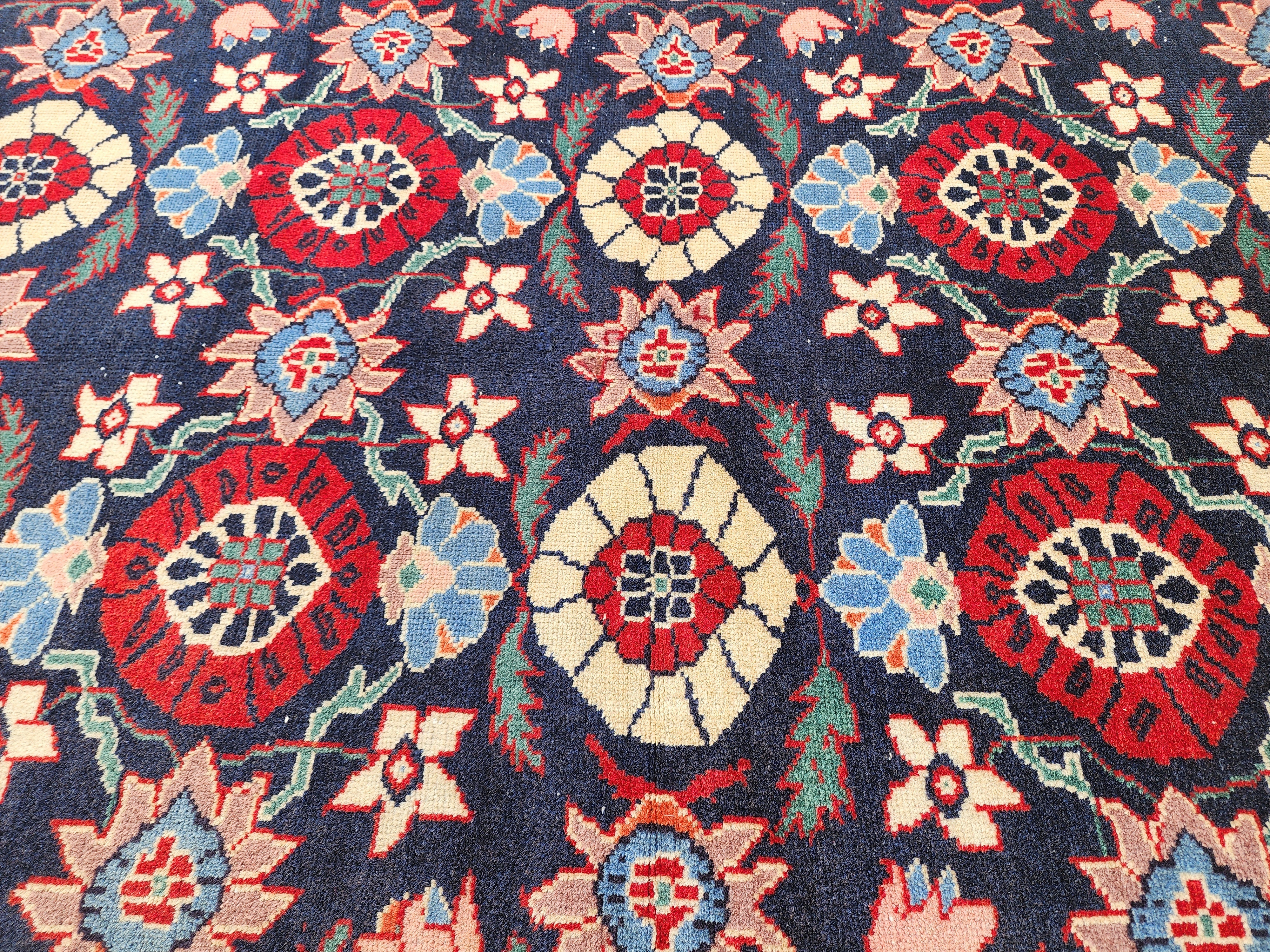 Vintage Handwoven Persian Wool Rug, Blue Turkish Rug, 4x6