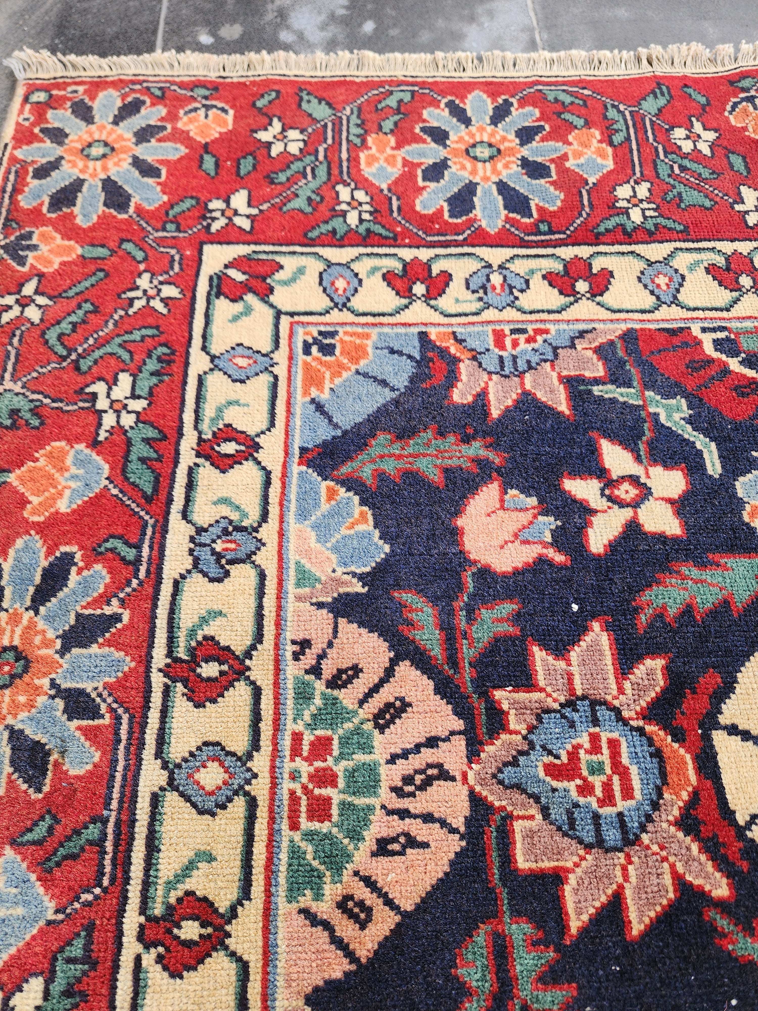 Vintage Handwoven Persian Wool Rug, Blue Turkish Rug, 4x6