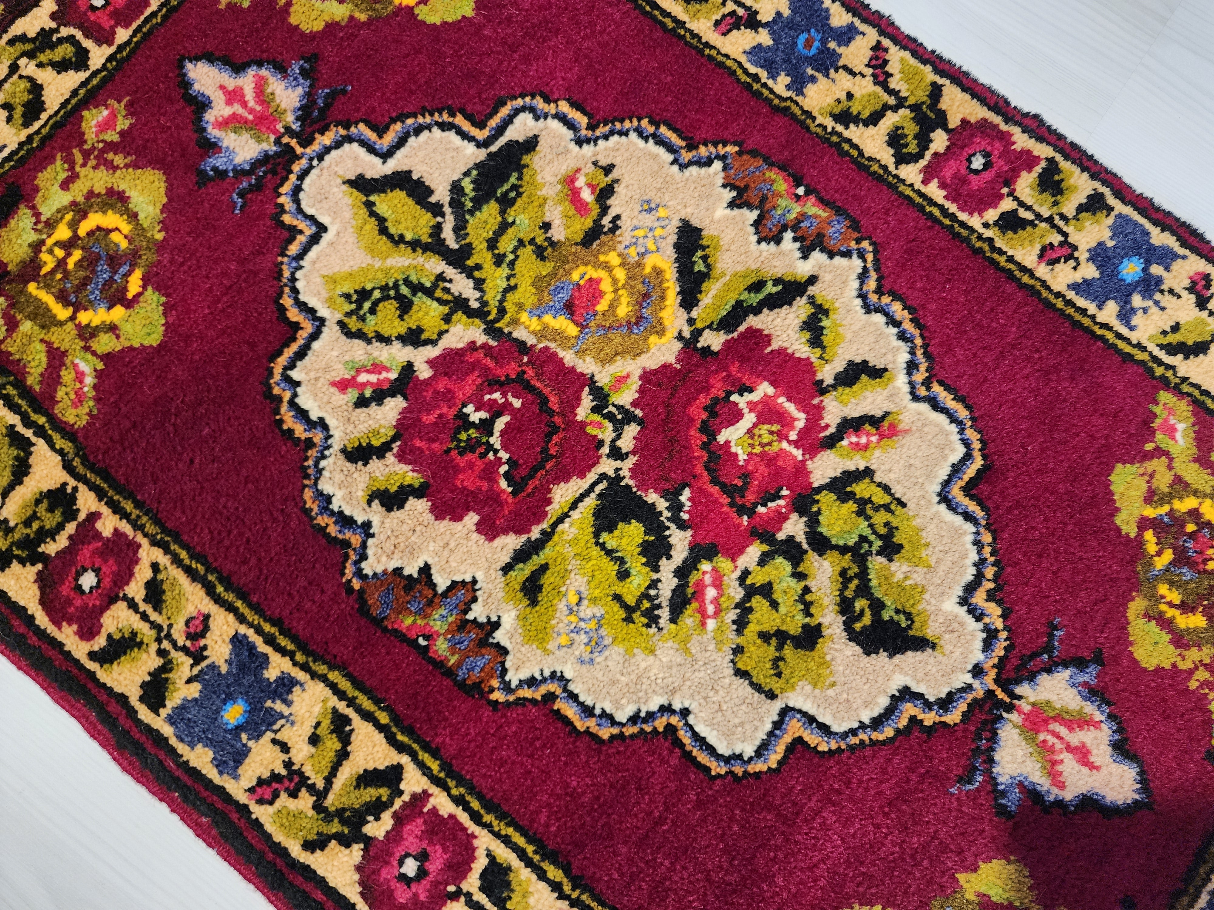 vintage Oushak Wool Small Rug — in setting