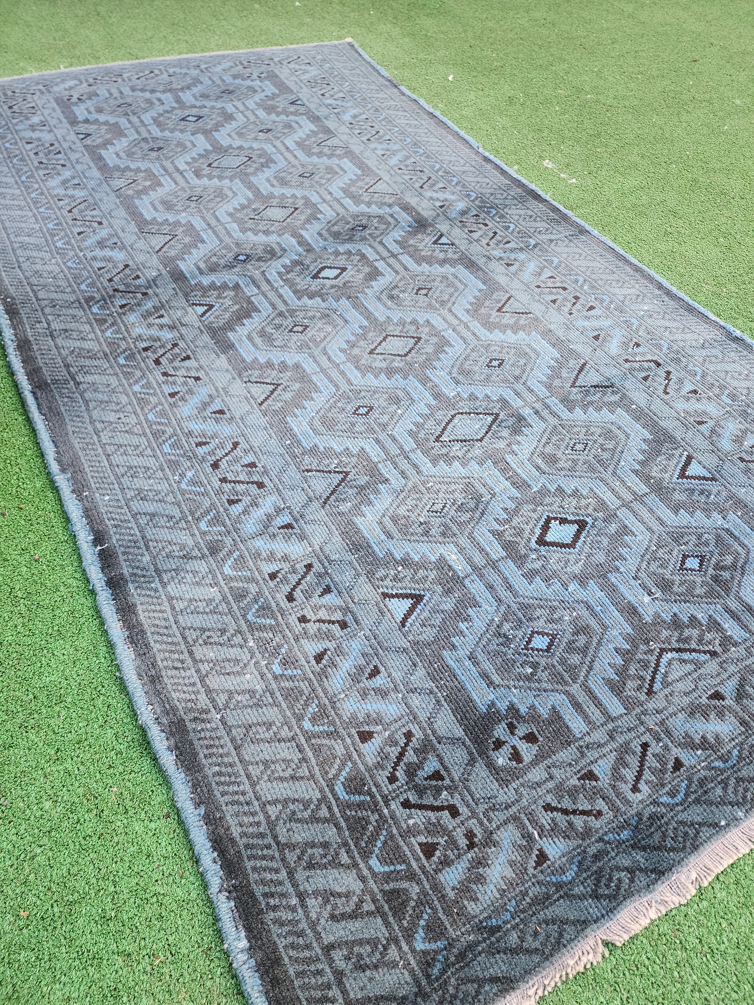 Overdyed Vintage Distressed Living Room Rug 6'2"x3'2"