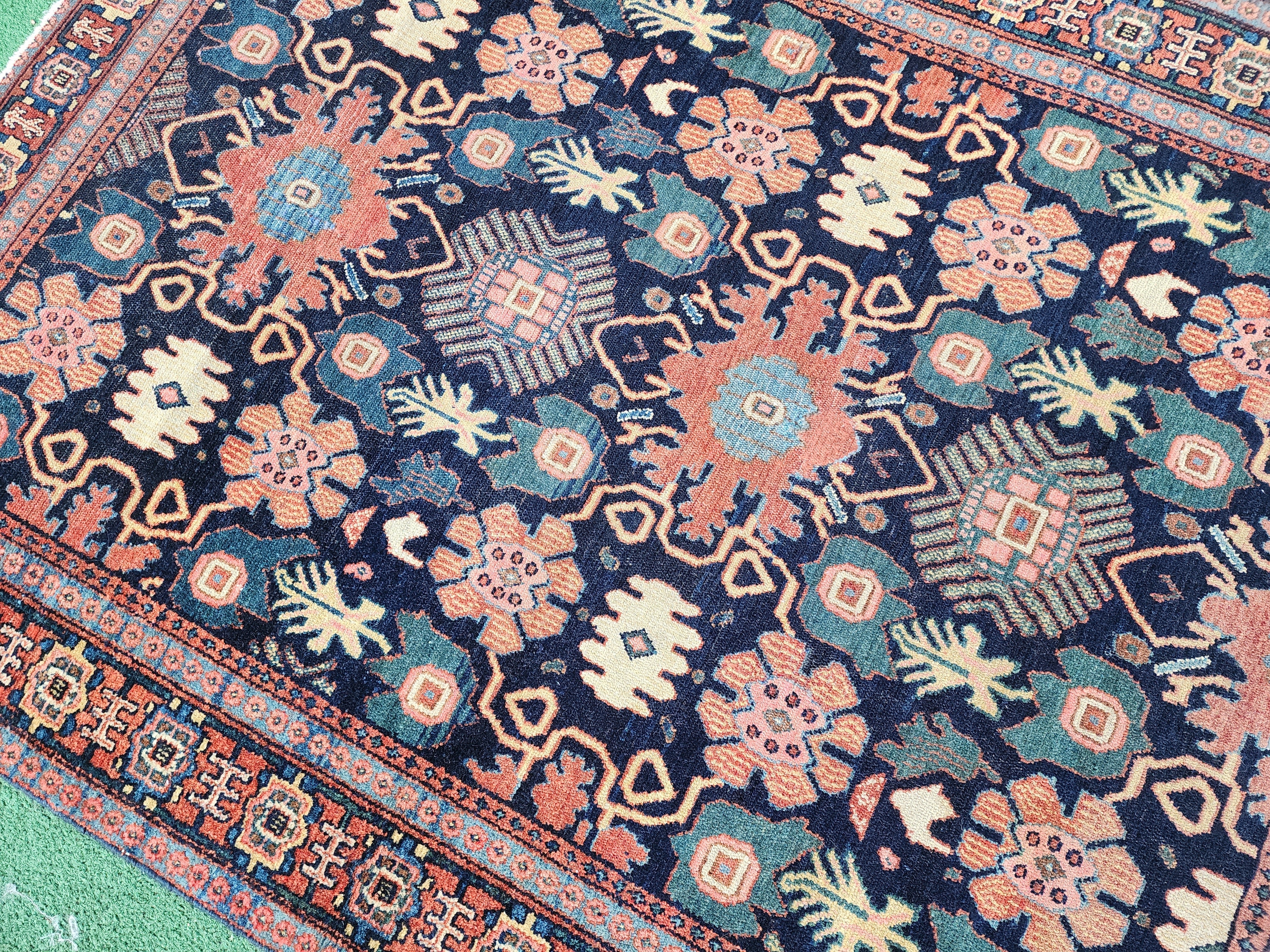 antique Persian Wool Small Rug — edge weave