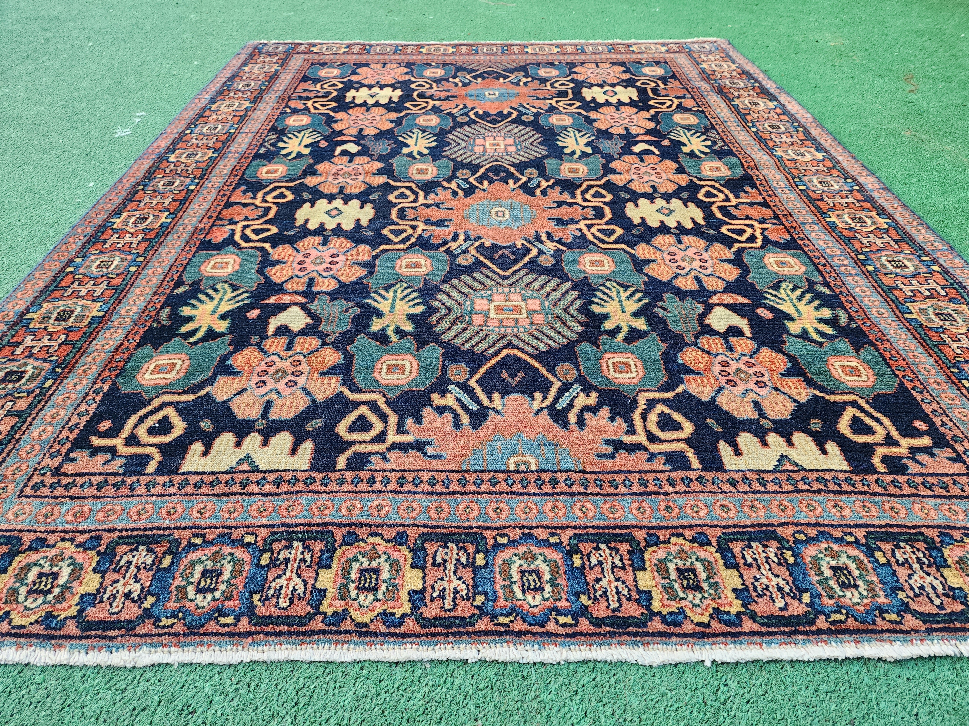 antique Persian Wool Small Rug — border pattern