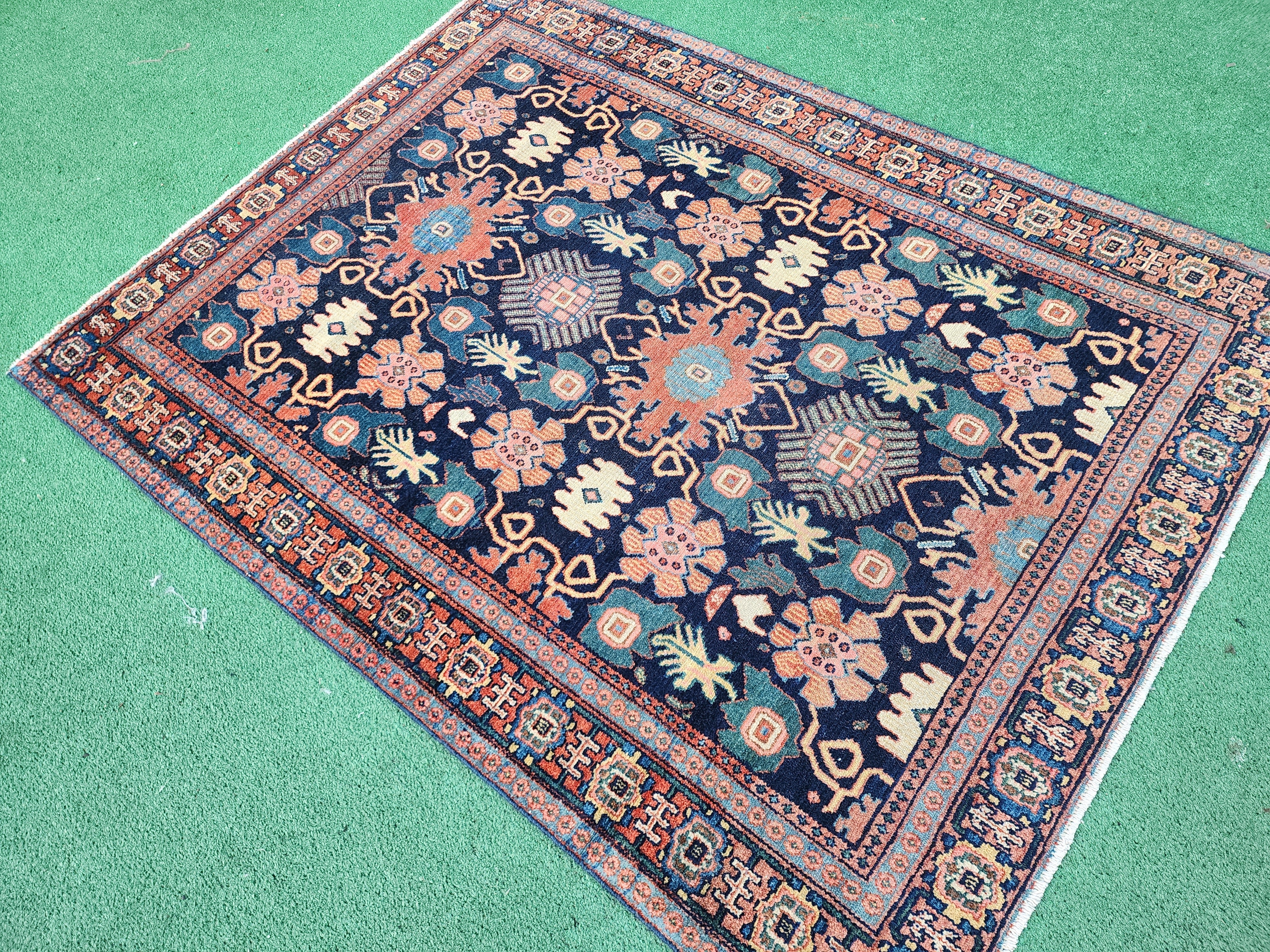 antique Persian Wool Small Rug — pattern close-up