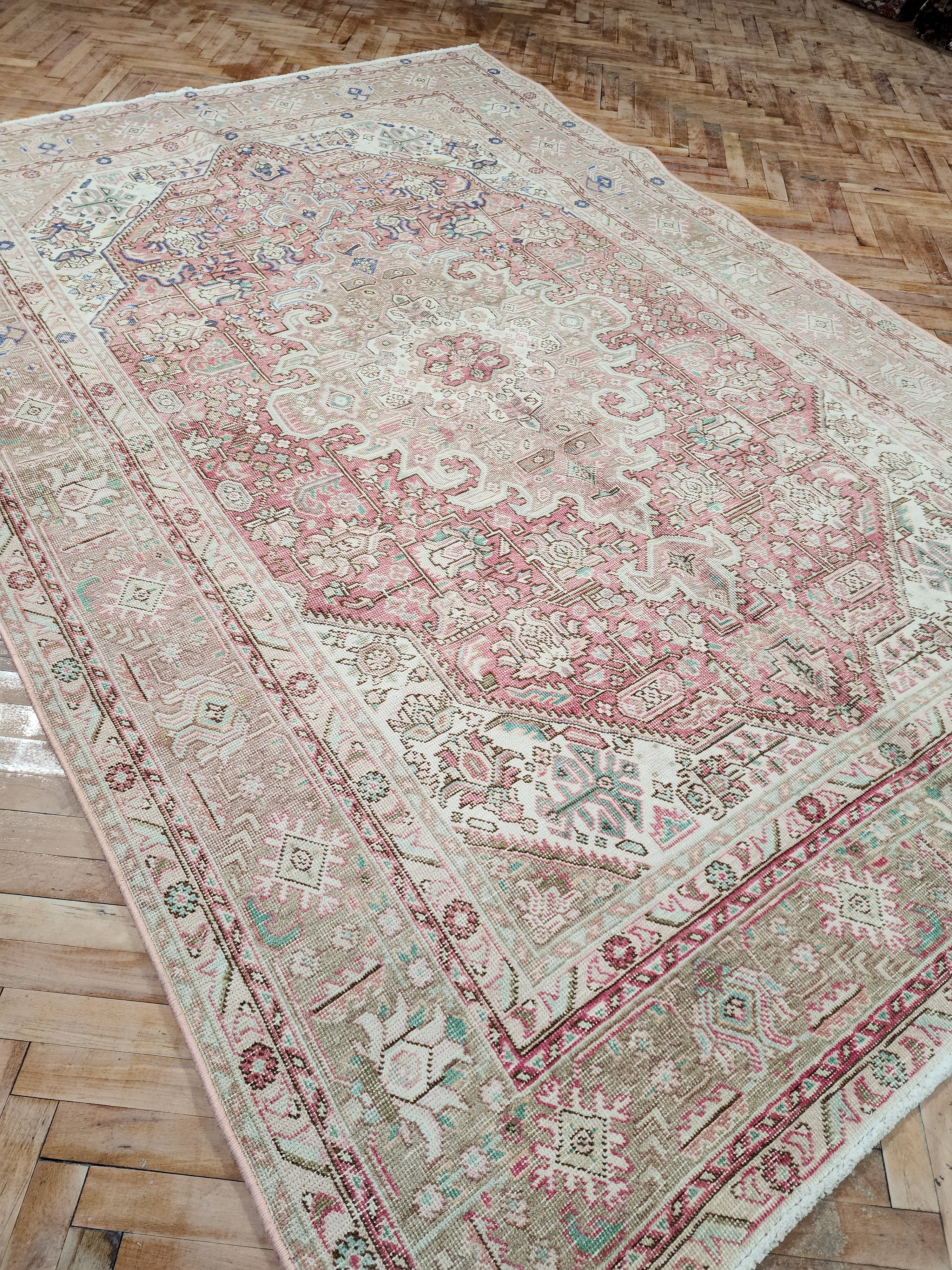 vintage Anatolian Wool Large Area Rug — back view
