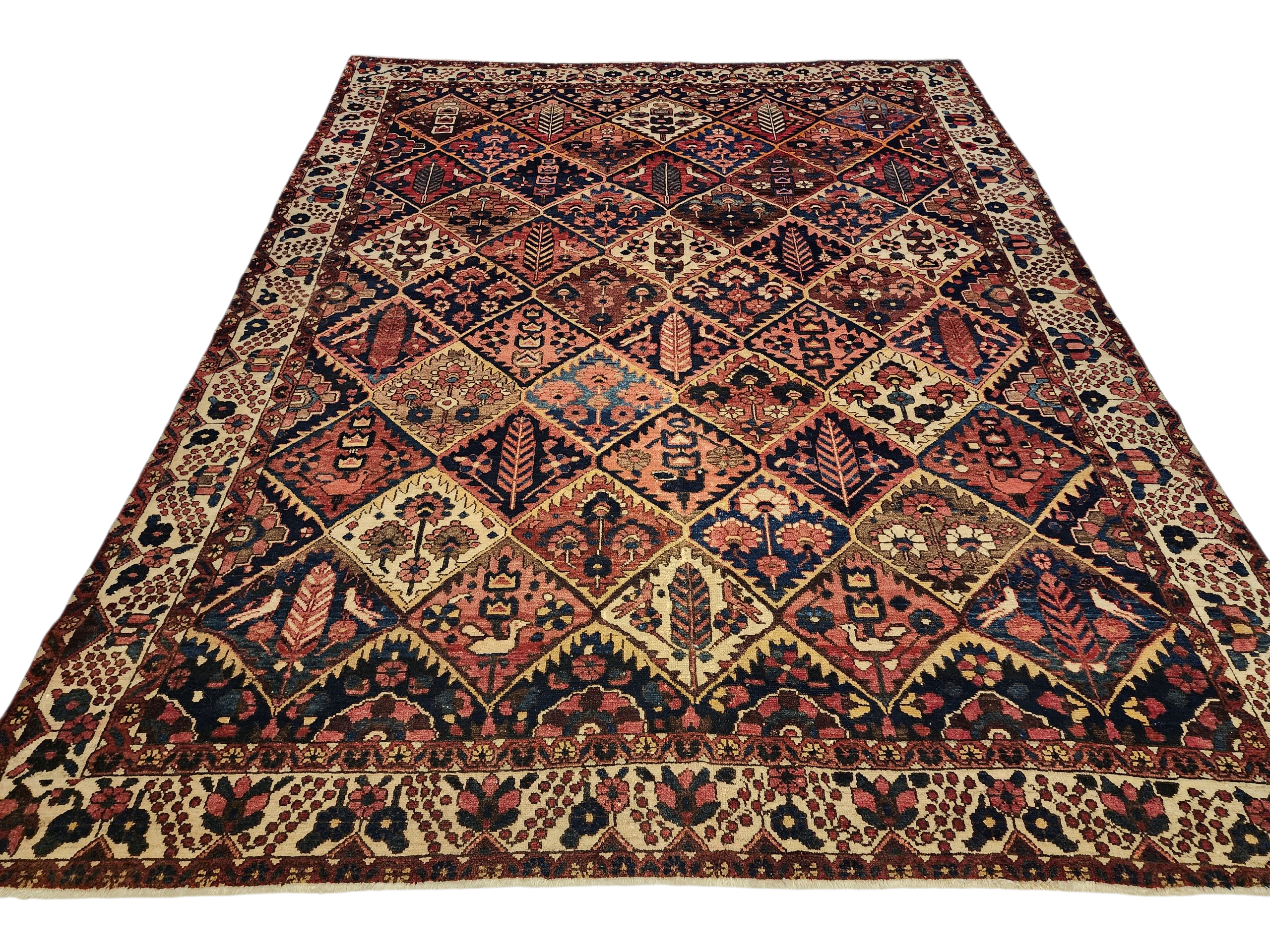 antique Persian Wool Large Area Rug — back view