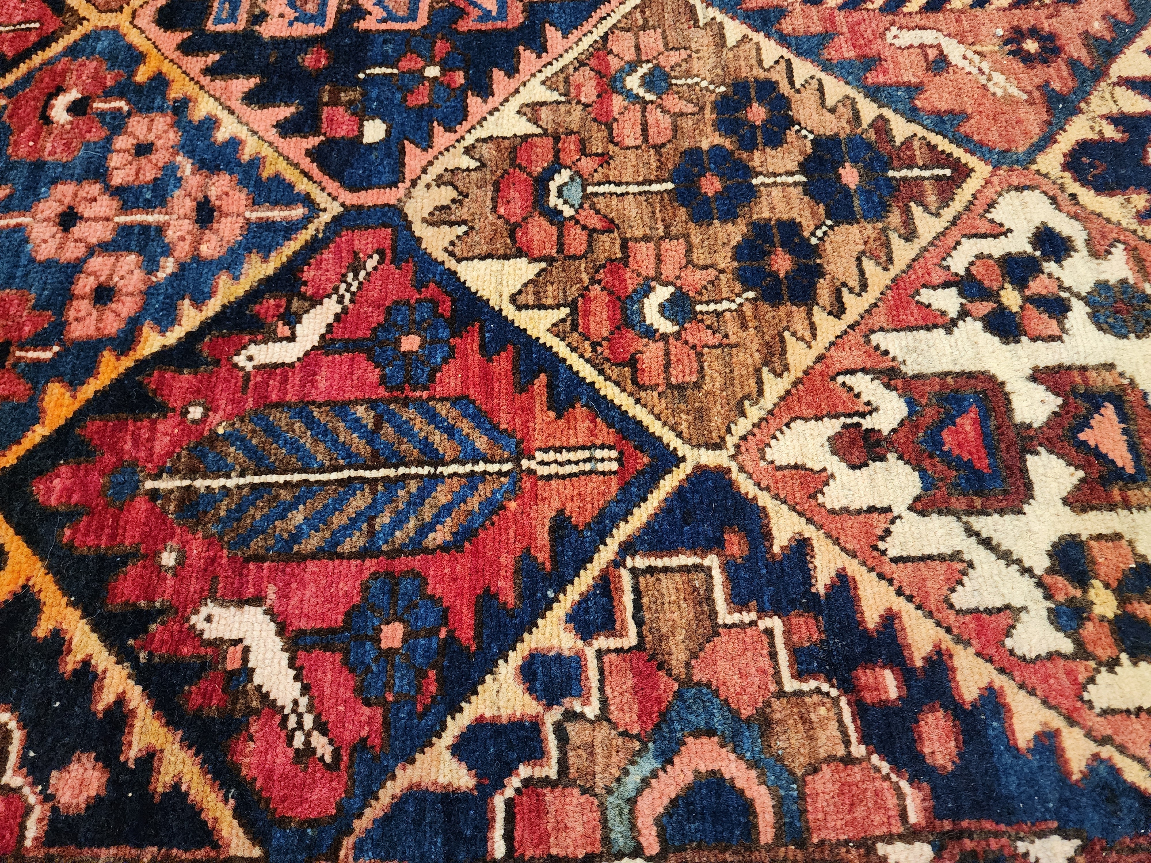 antique Persian Wool Large Area Rug — edge weave