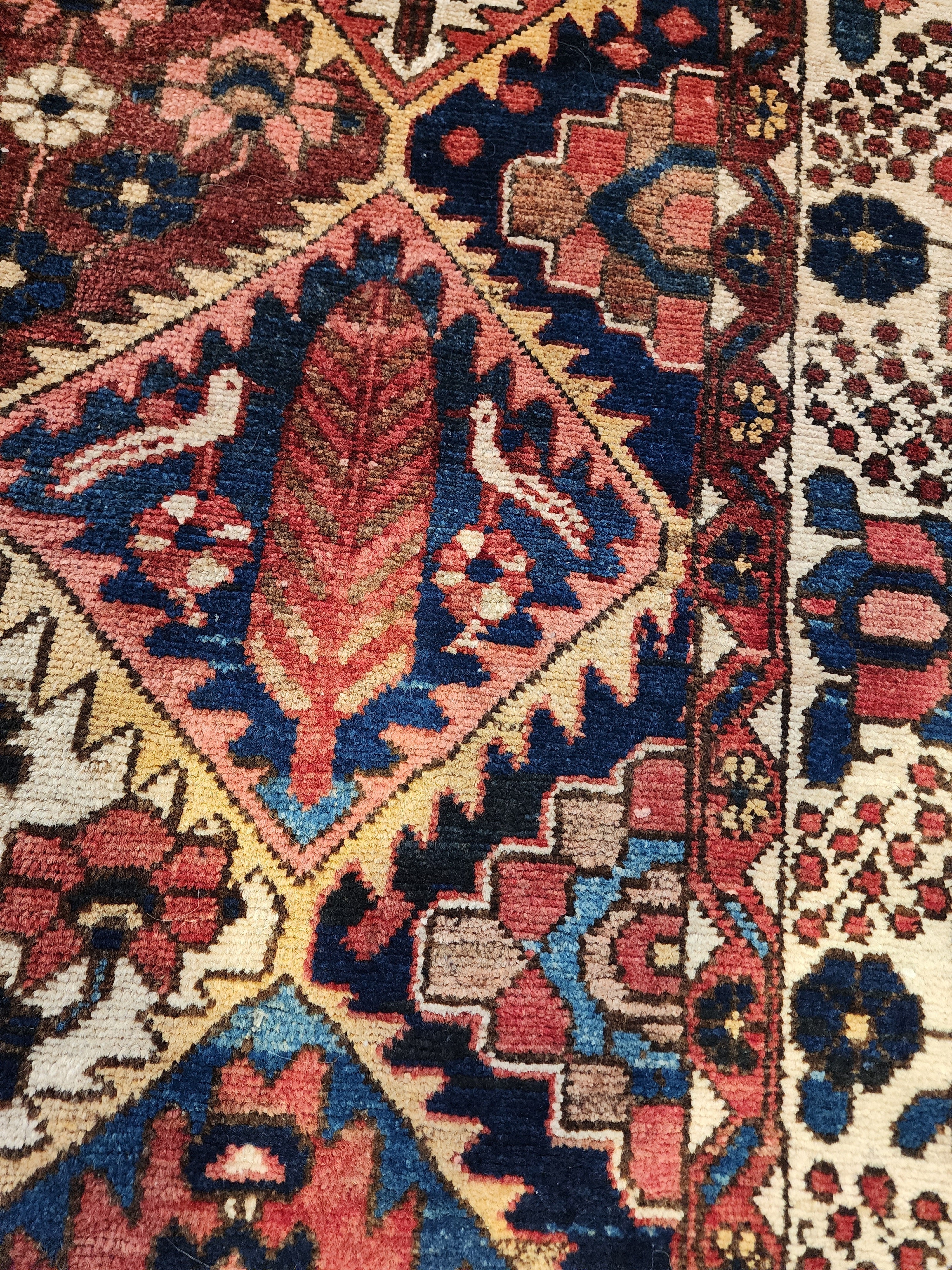 antique Persian Wool Large Area Rug — border pattern