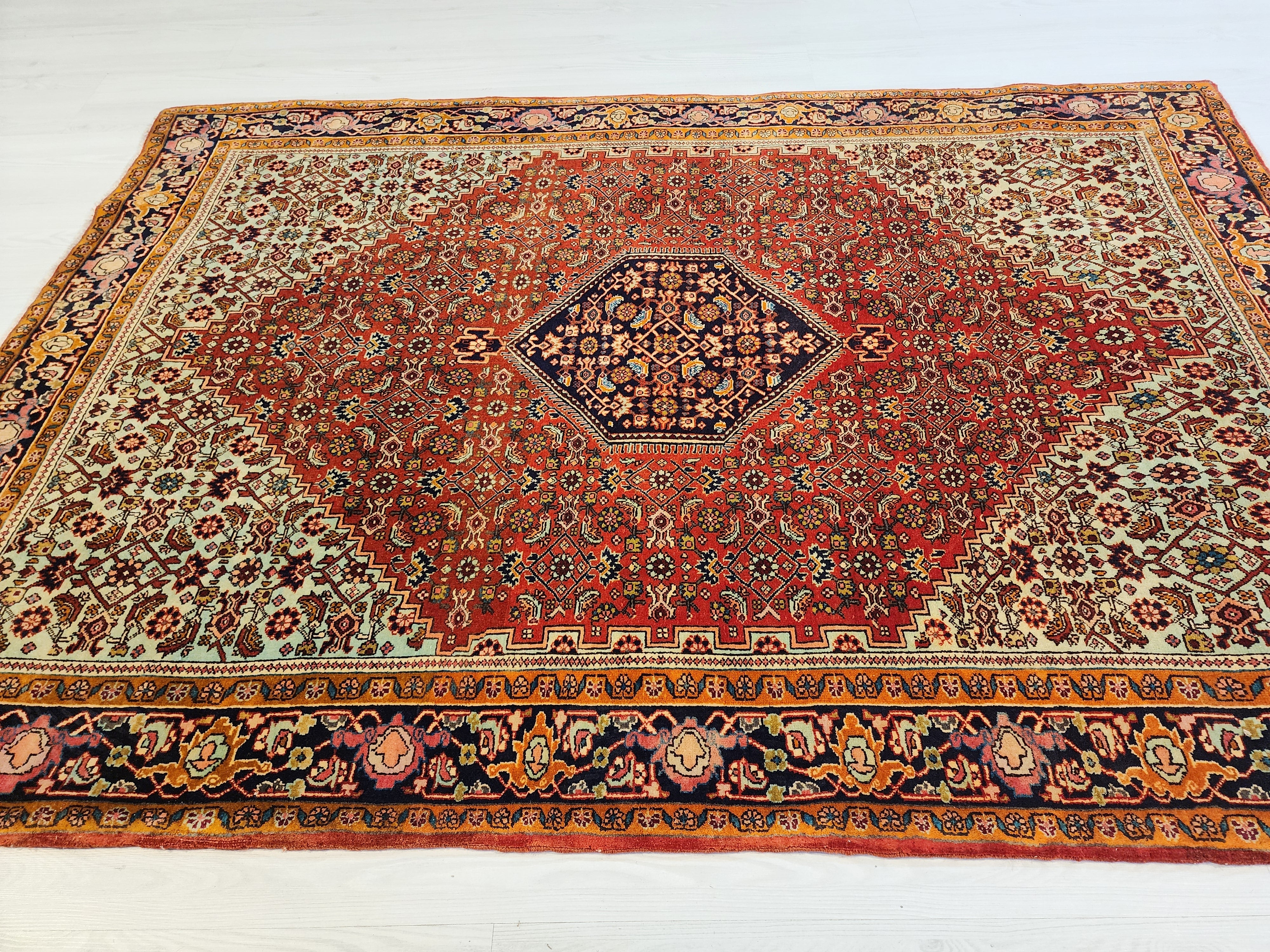 vintage Persian Wool Small Rug — pattern close-up