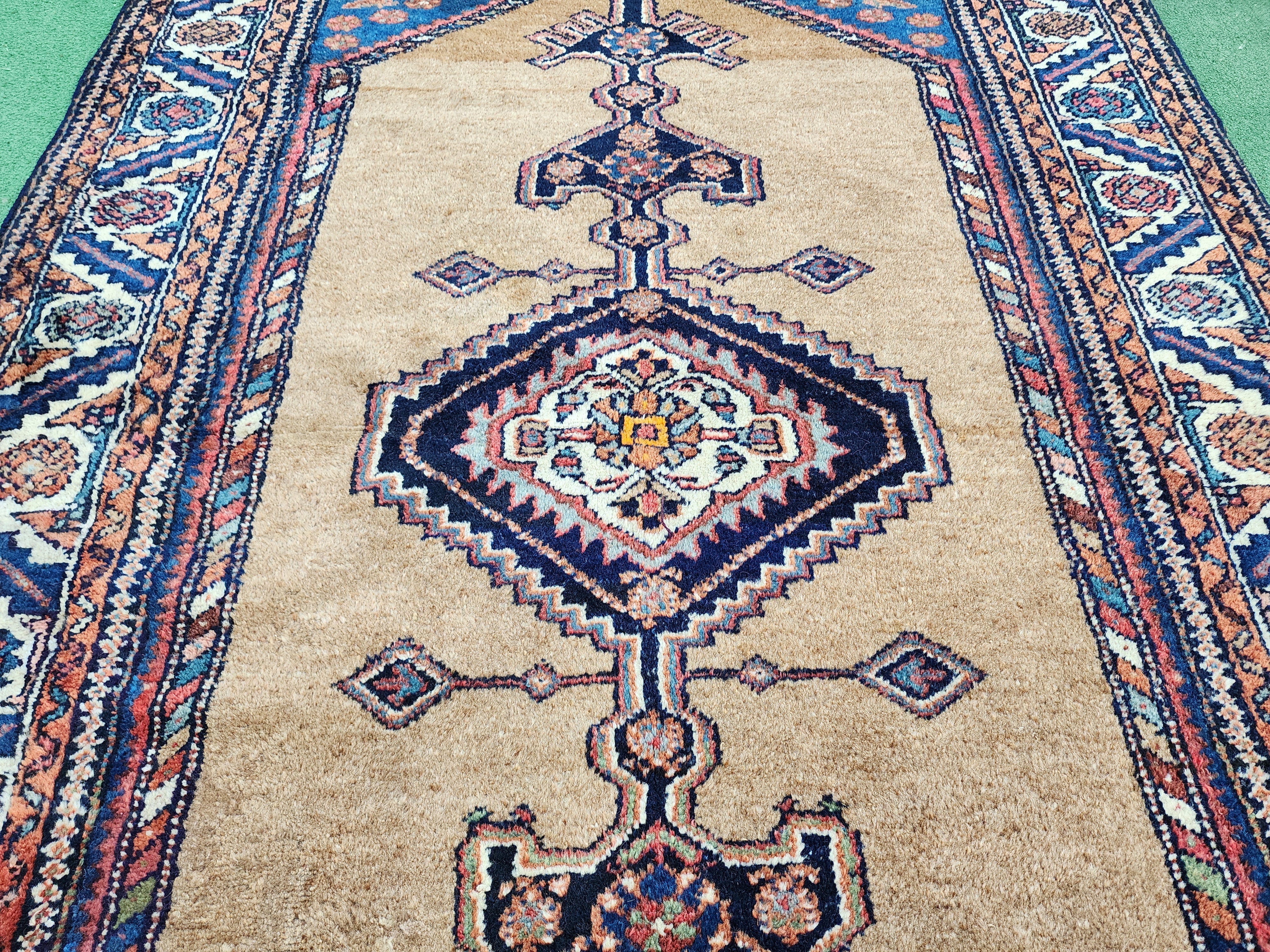 antique Persian Wool Small Rug — border pattern