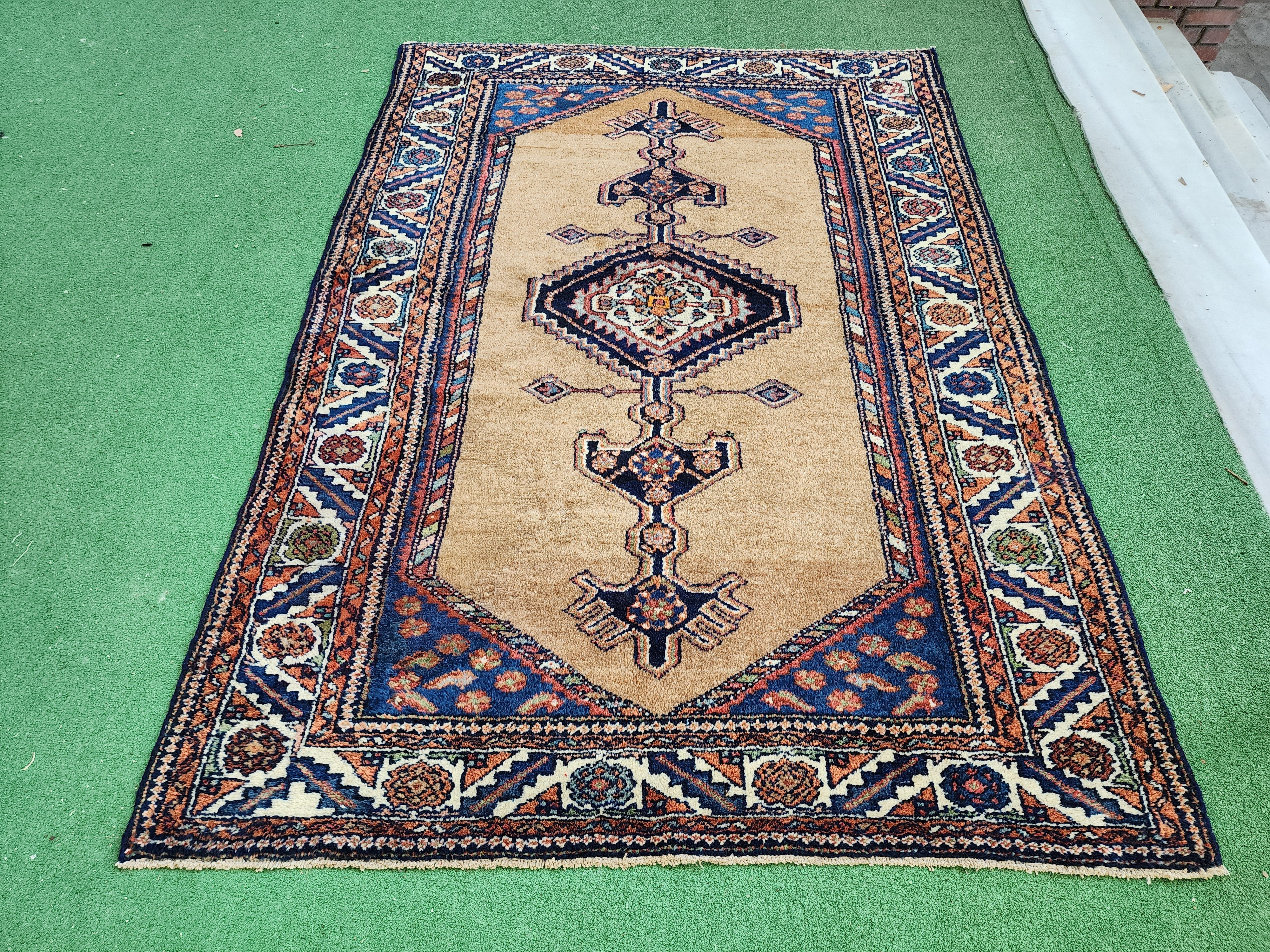 antique Persian Wool Small Rug — detail texture