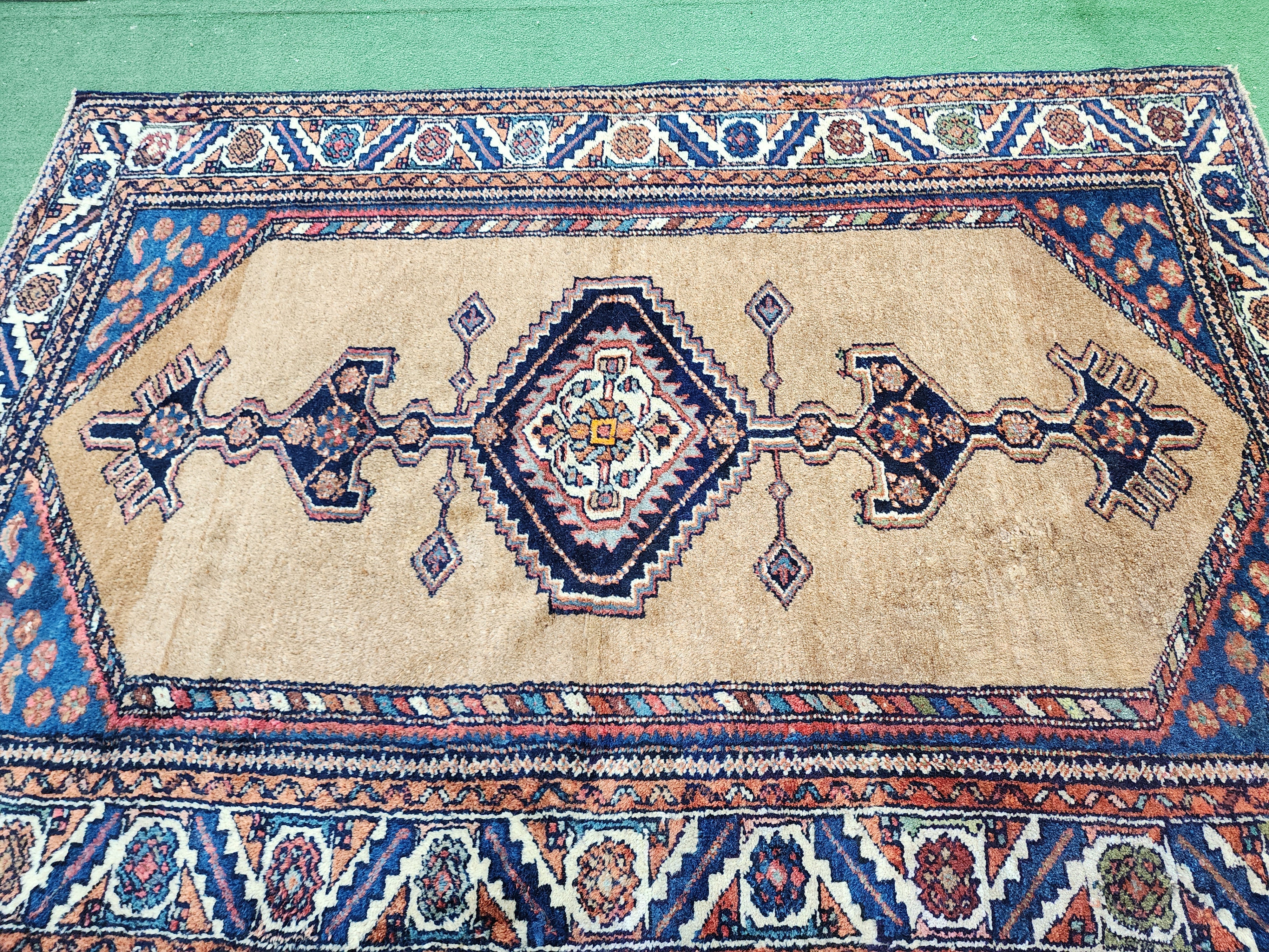 antique Persian Wool Small Rug — corner detail
