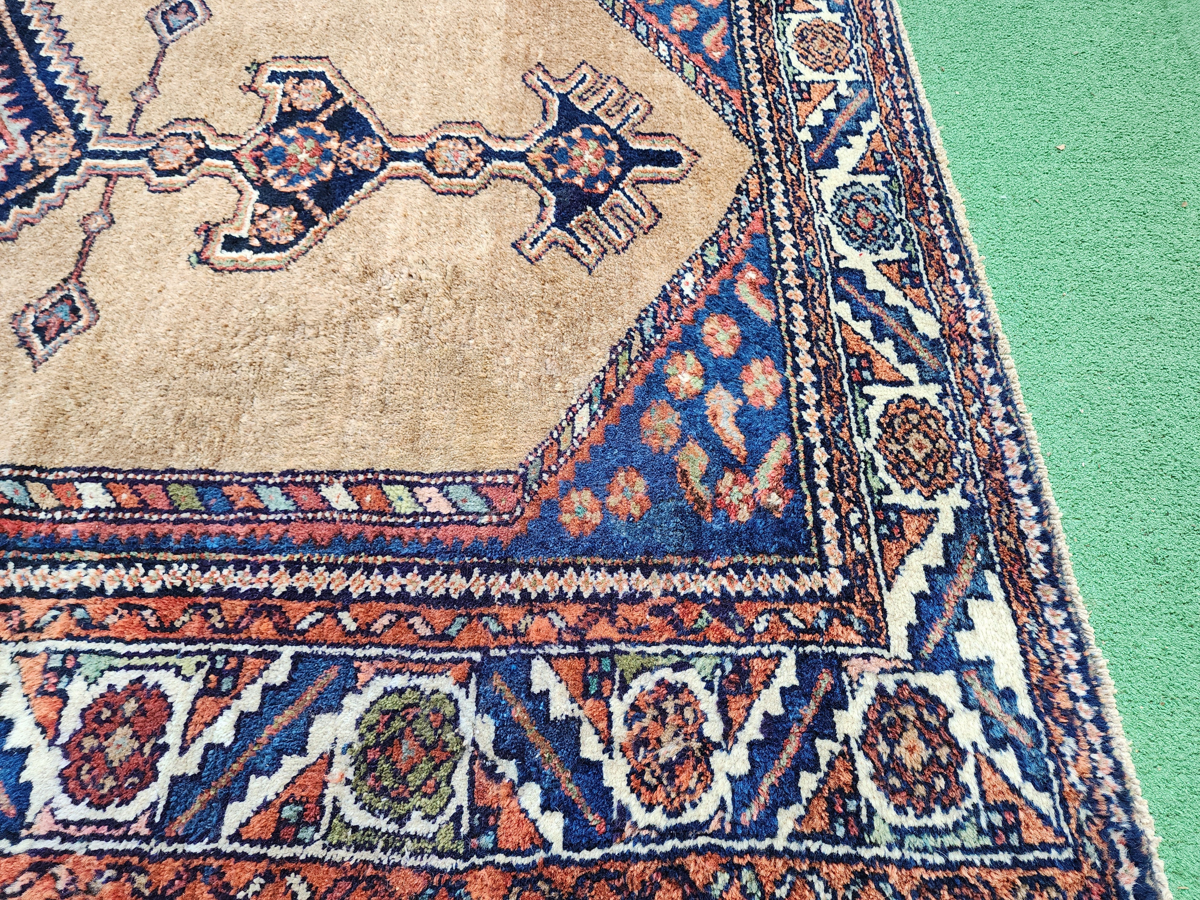 antique Persian Wool Small Rug — edge weave