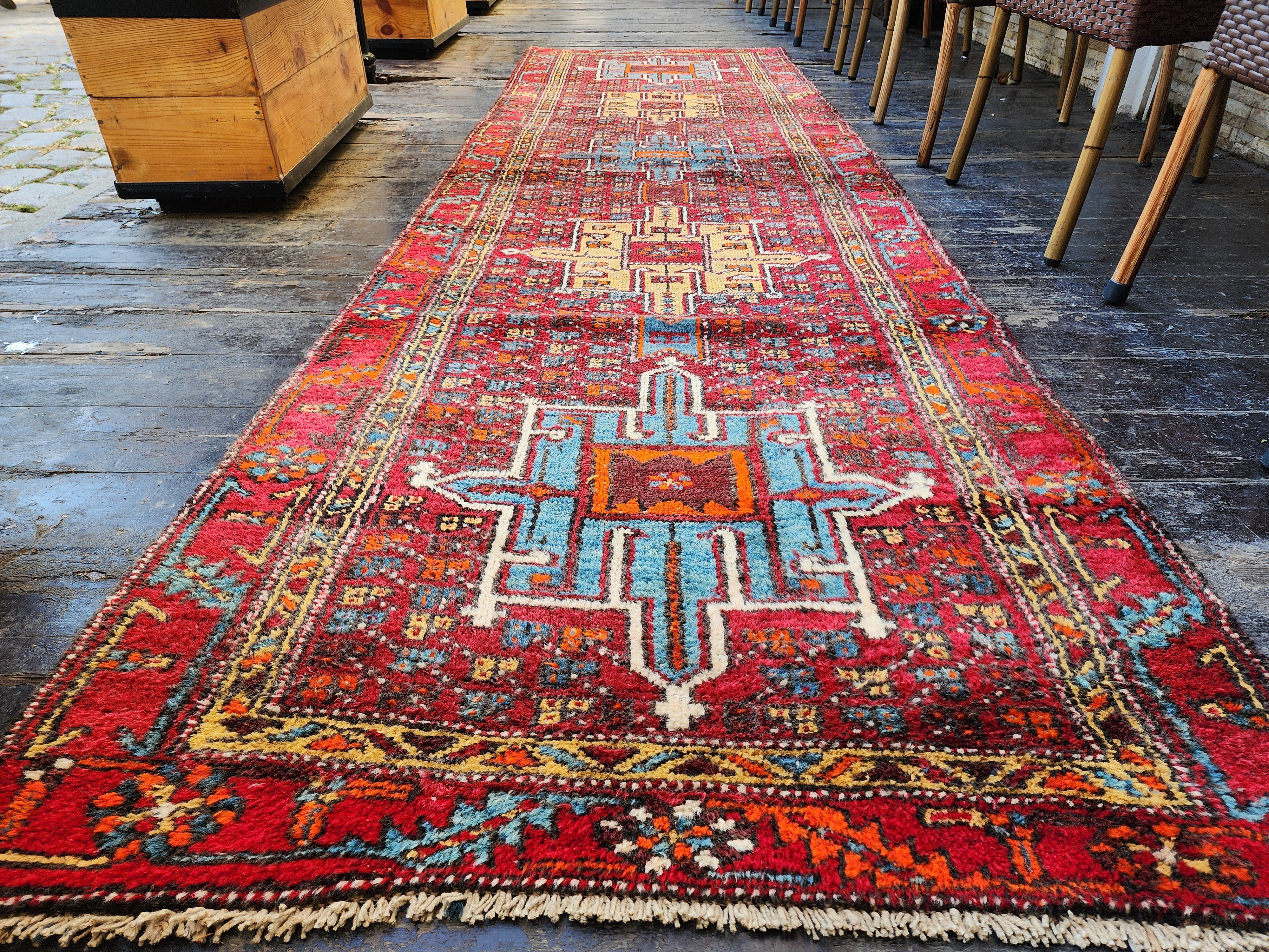 vintage Persian Wool Runner Rug — border pattern
