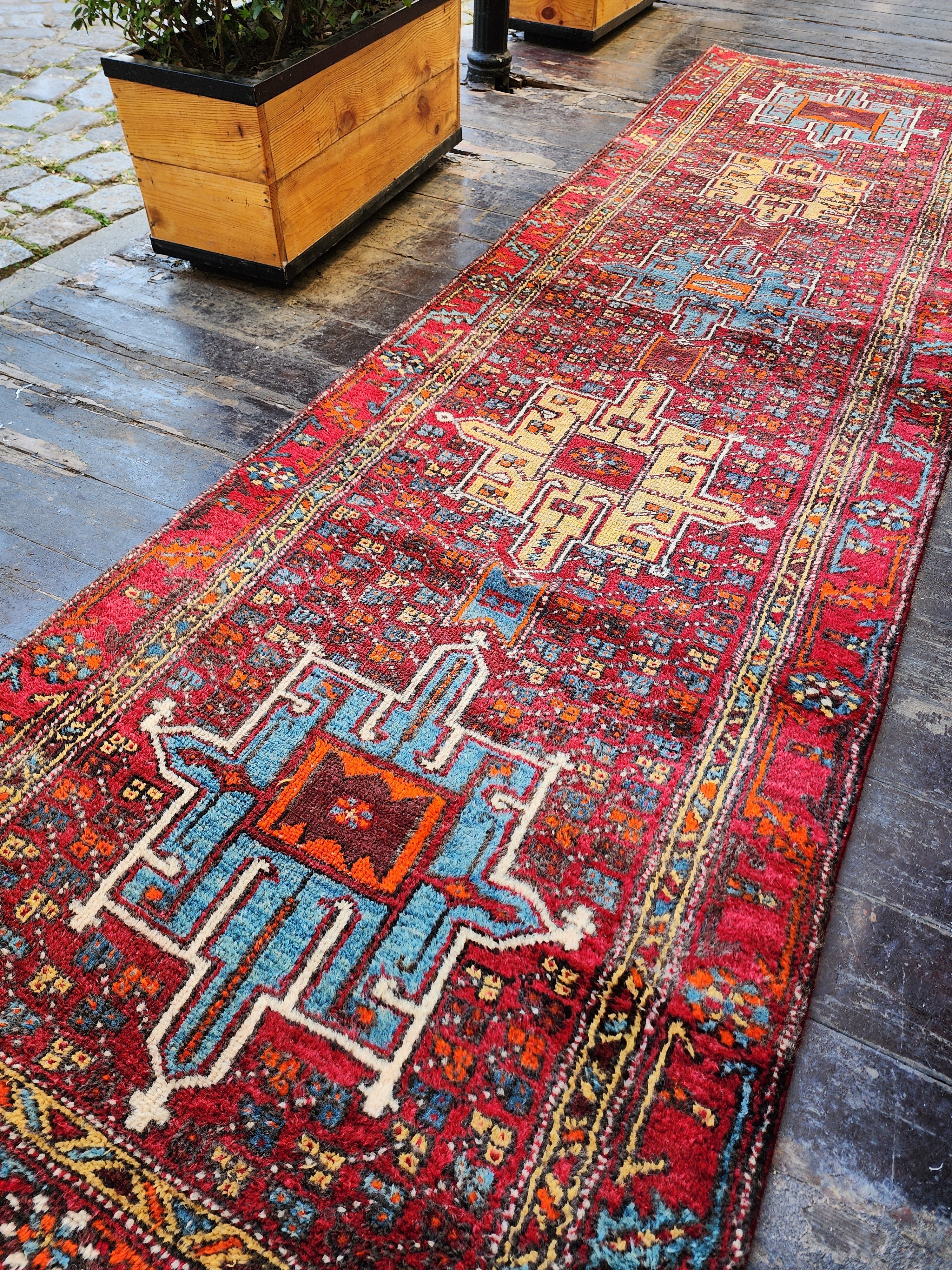 vintage Persian Wool Runner Rug — detail texture