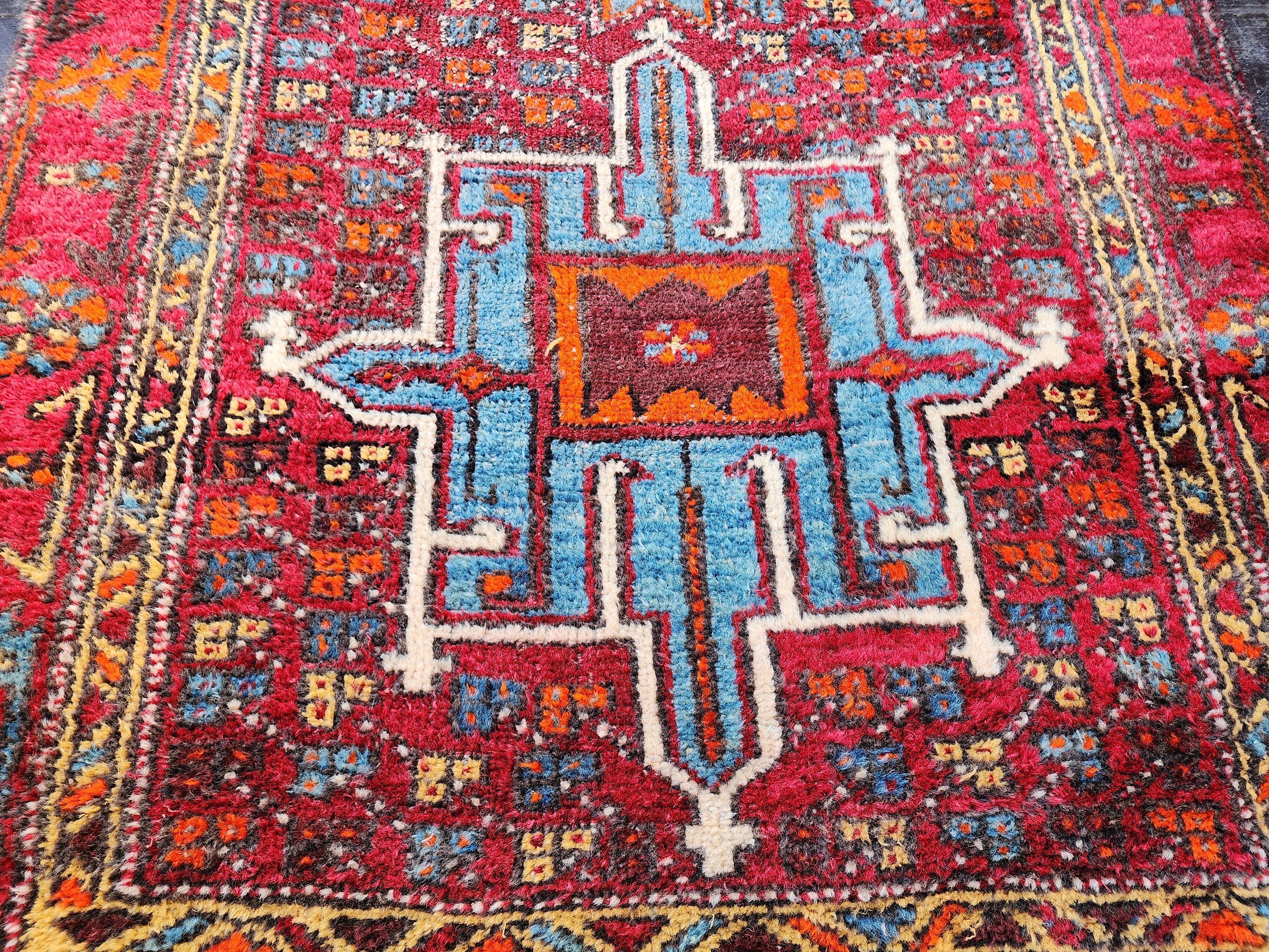 vintage Persian Wool Runner Rug — pattern close-up