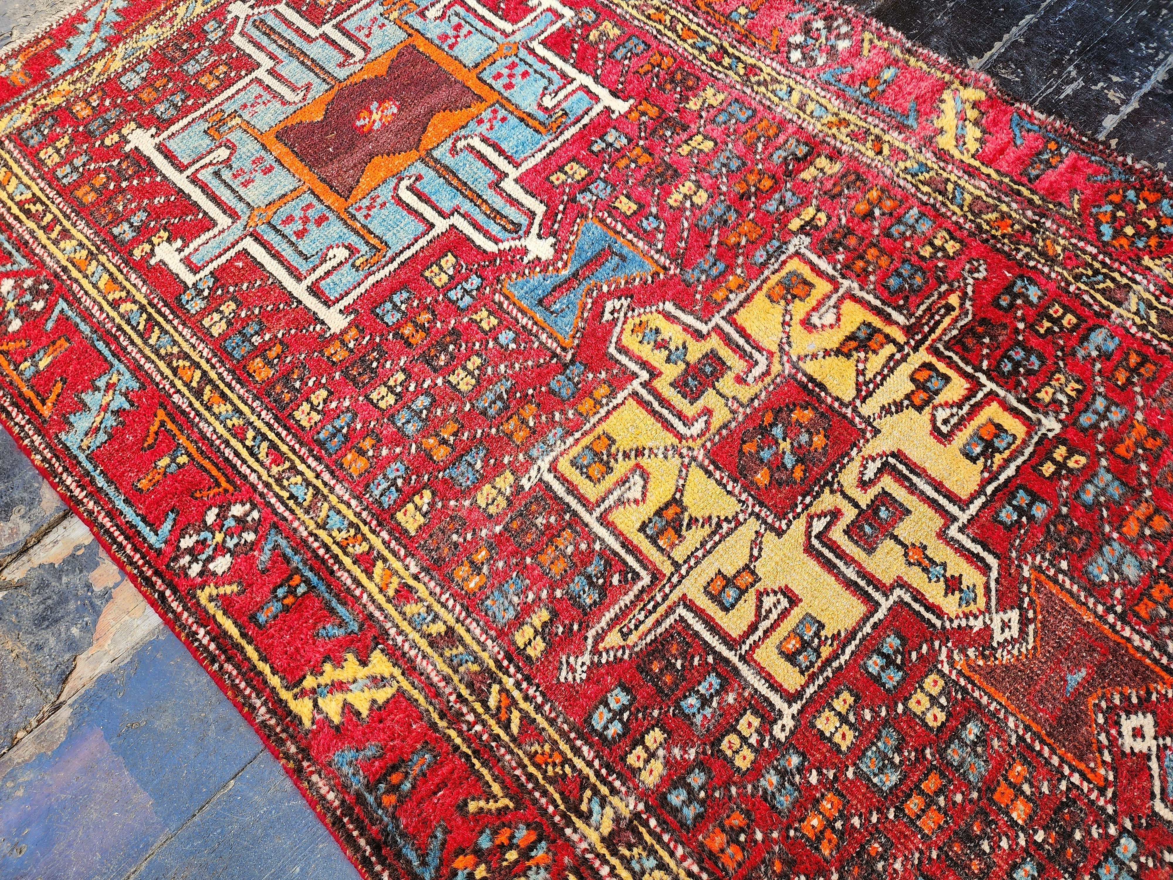 vintage Persian Wool Runner Rug — corner detail