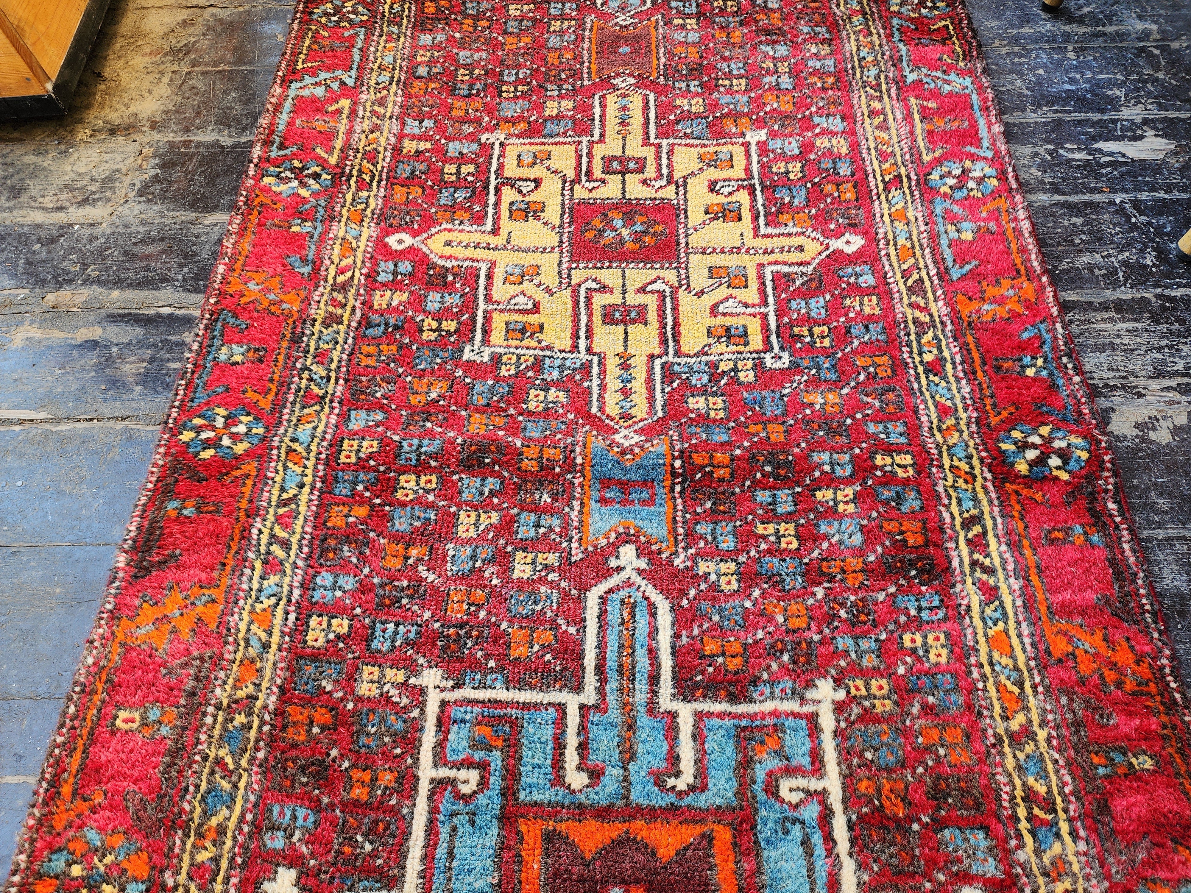 vintage Persian Wool Runner Rug — edge weave