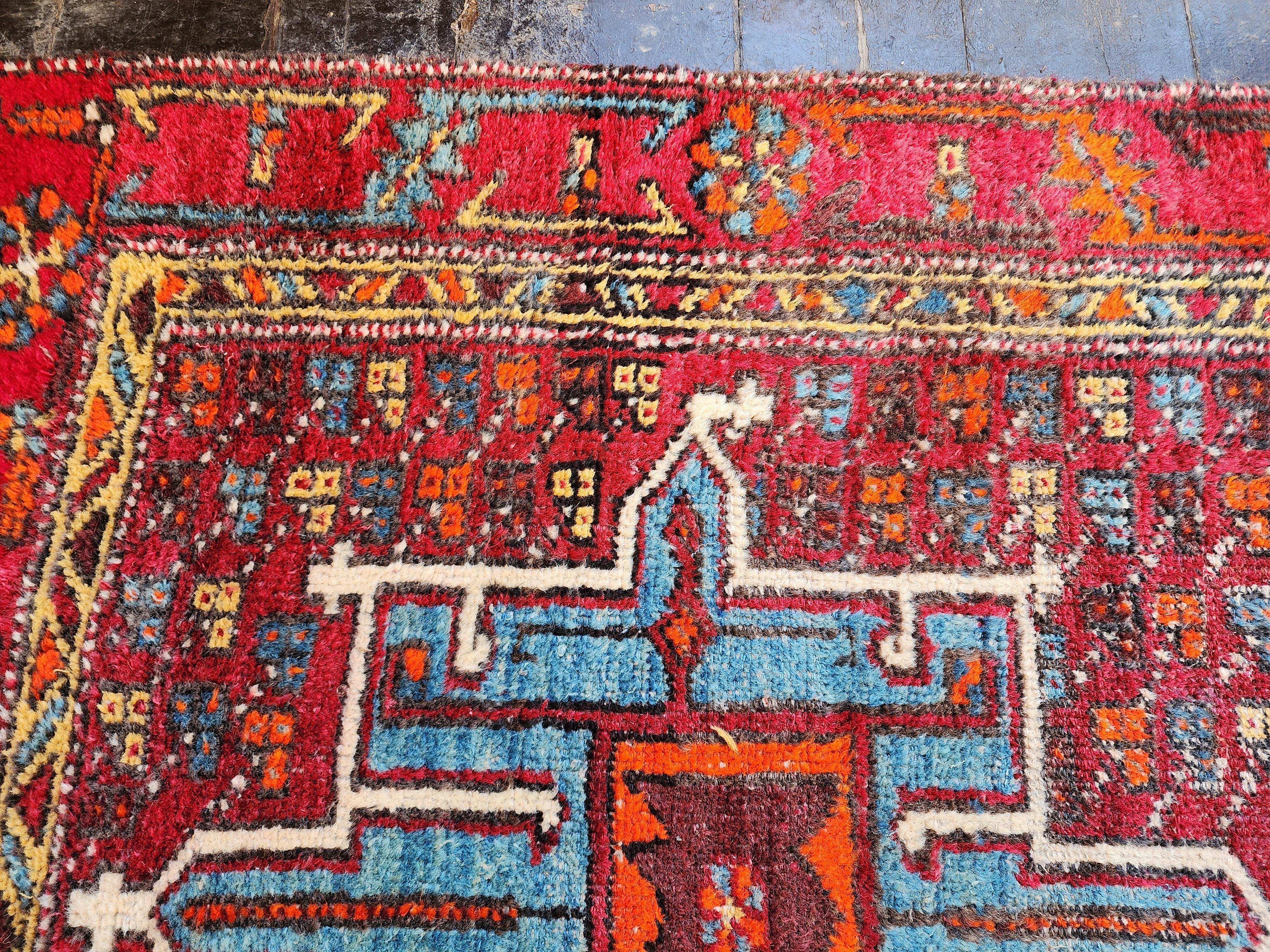 vintage Persian Wool Runner Rug — pile detail