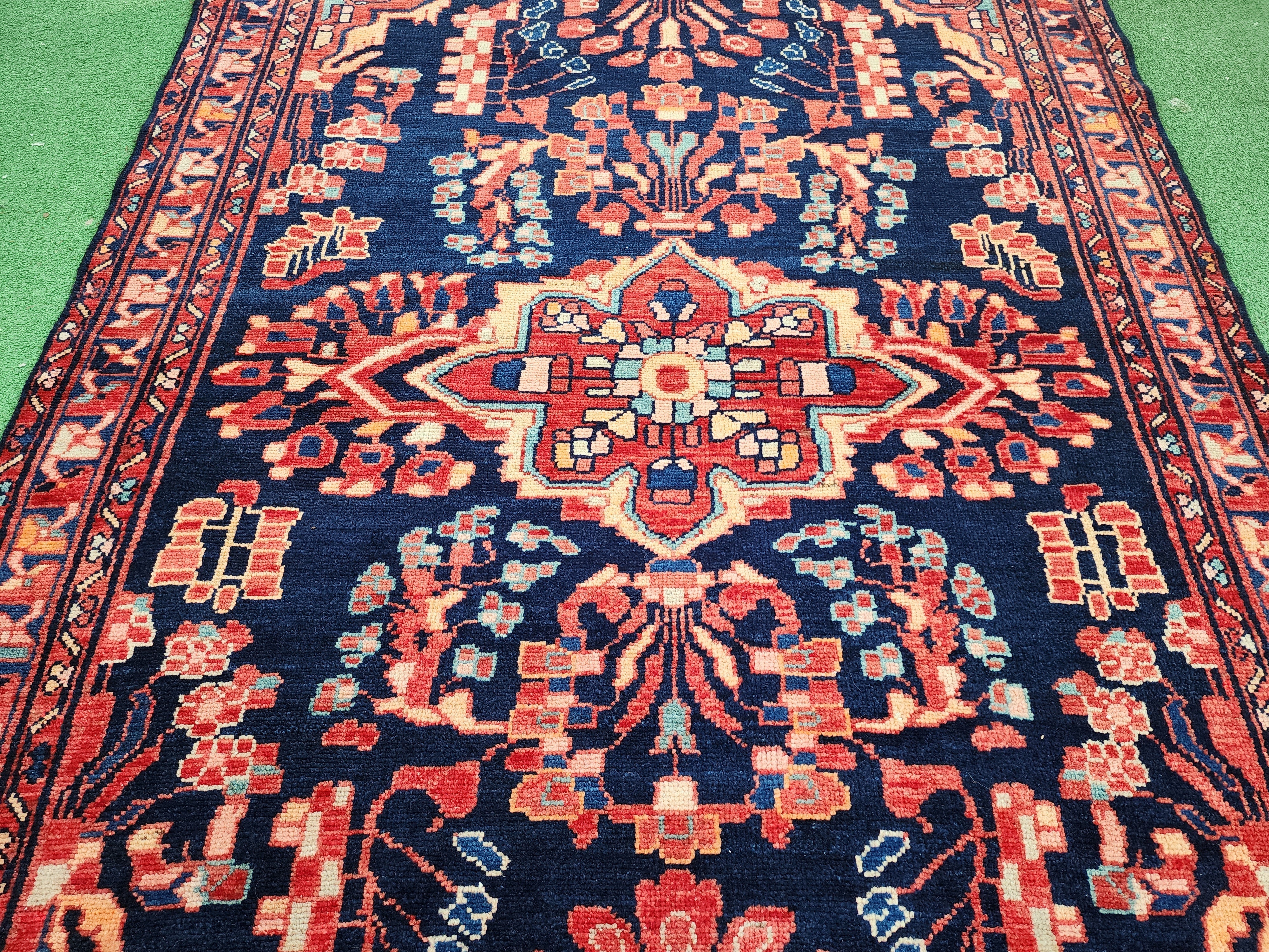 vintage Persian Wool Area Rug — edge weave