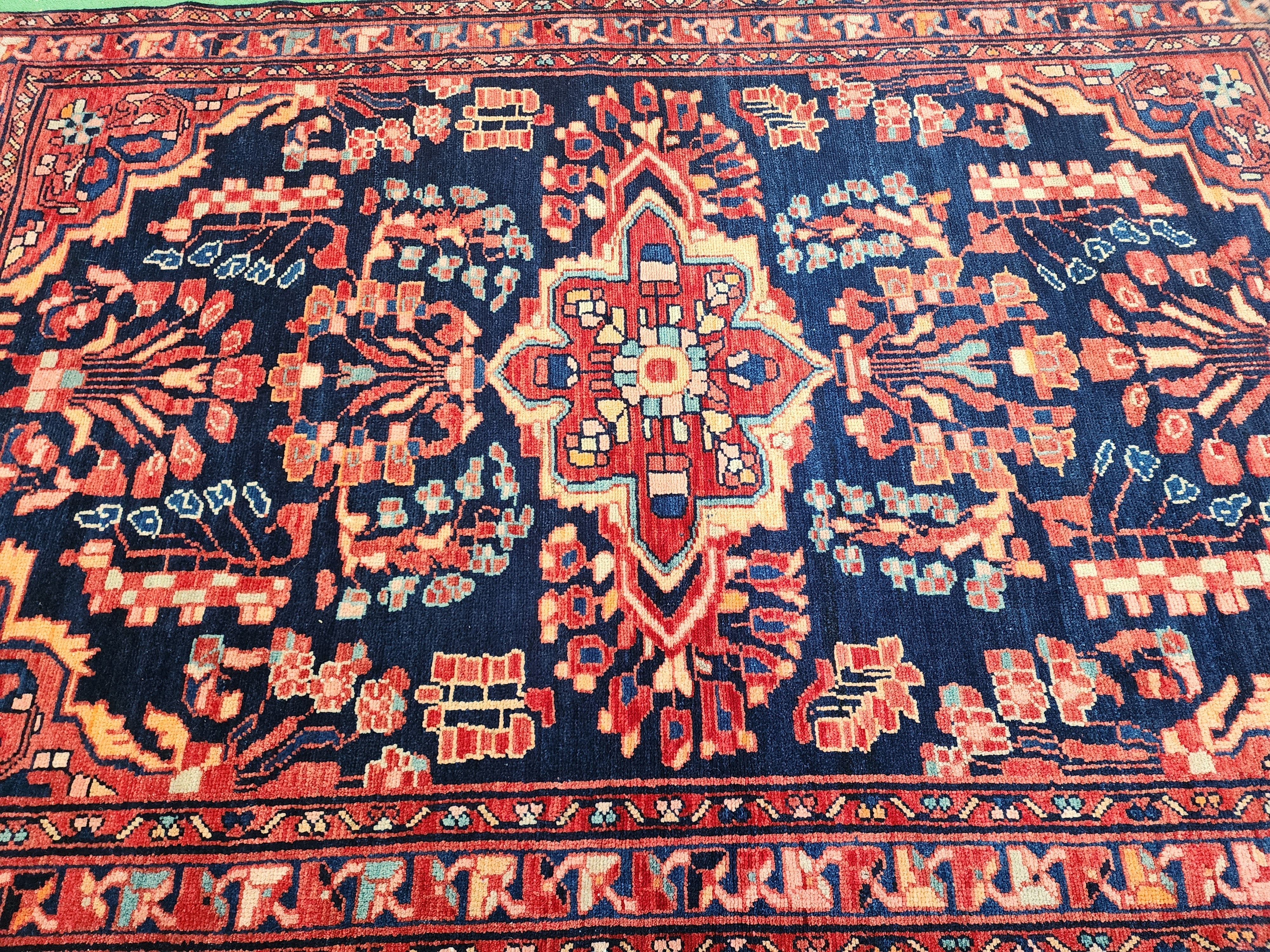 vintage Persian Wool Area Rug — colour close-up