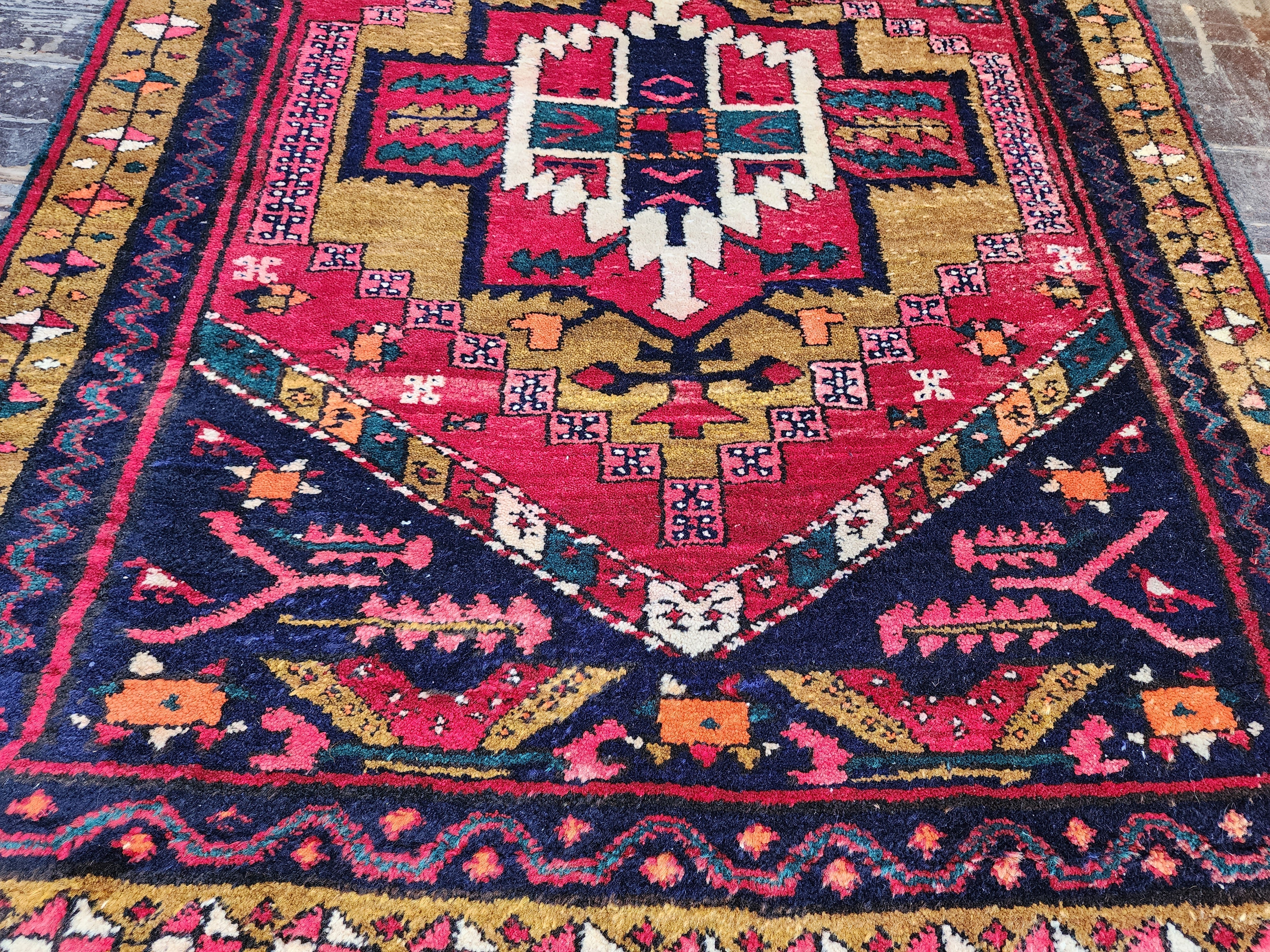 vintage Persian Wool Runner Rug — pattern close-up