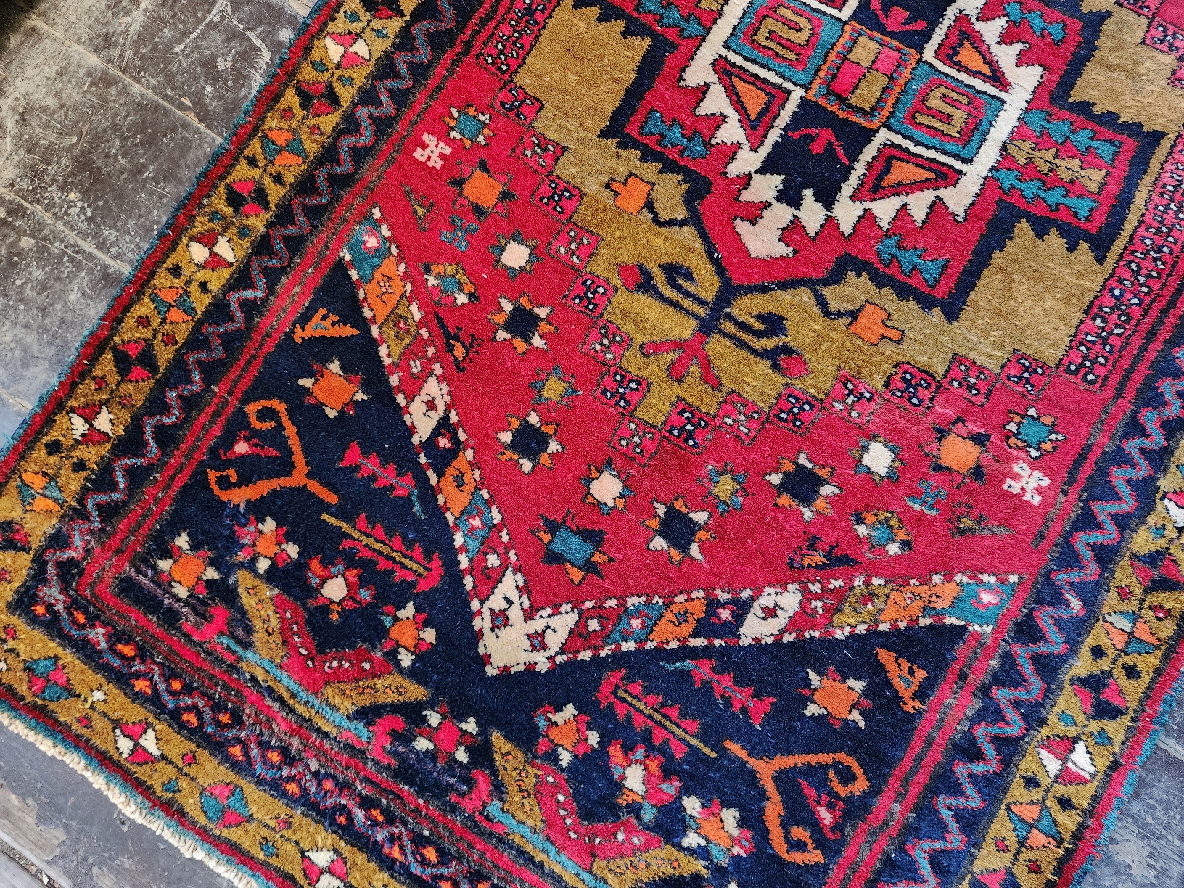 vintage Persian Wool Runner Rug — pile detail