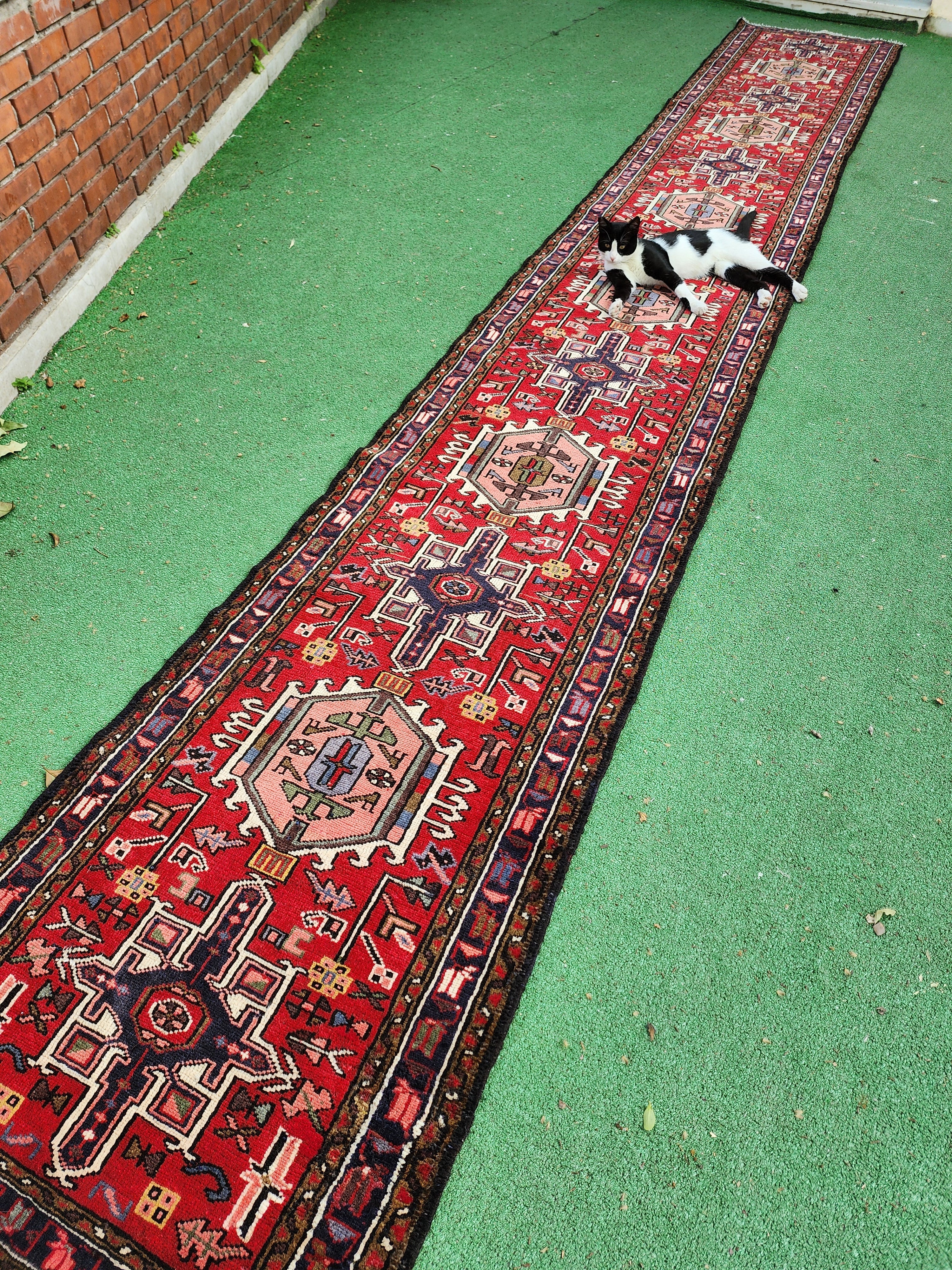vintage Persian Runner Rug — pattern close-up