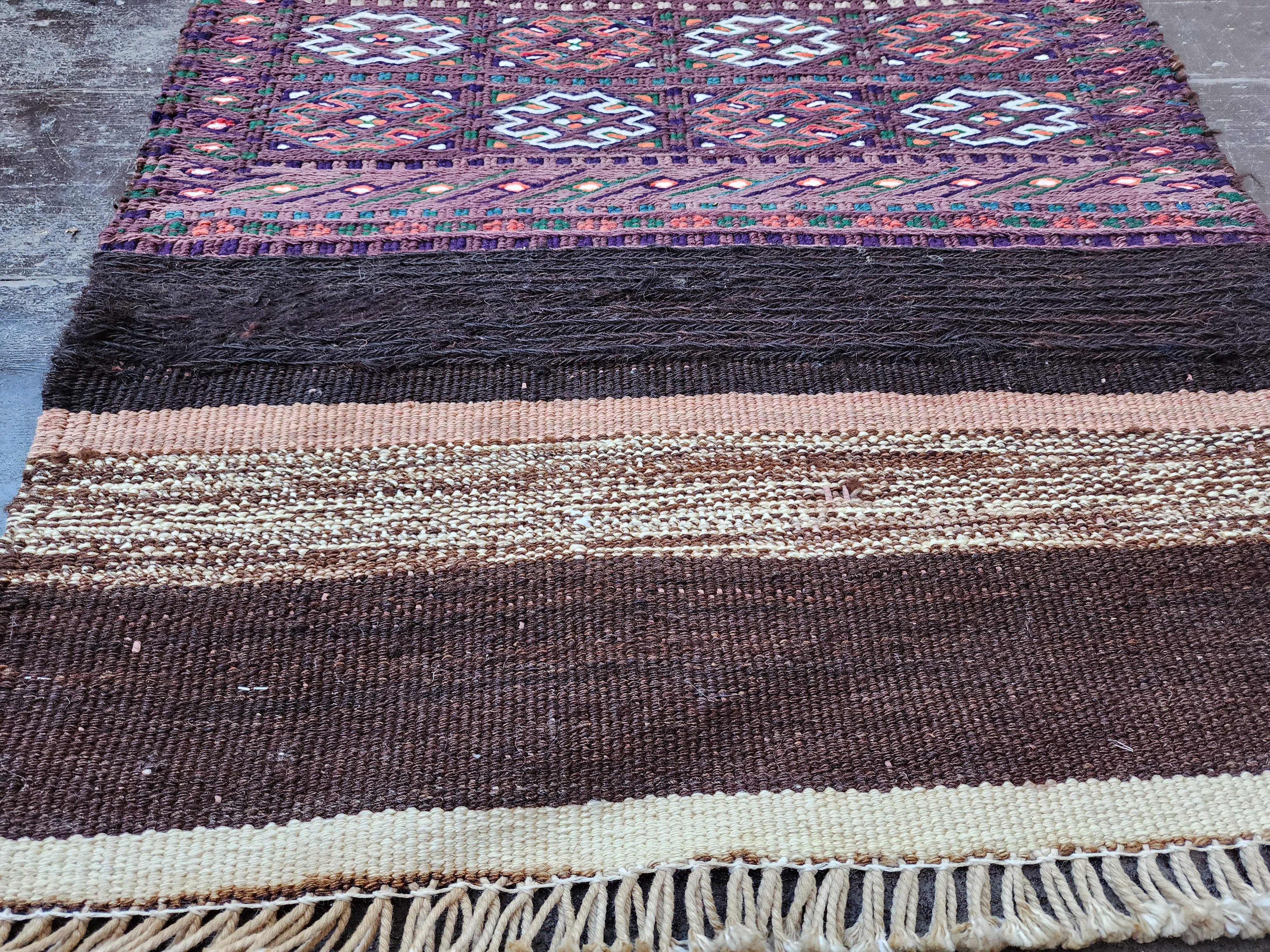 vintage Kilim Wool Runner Rug — corner detail