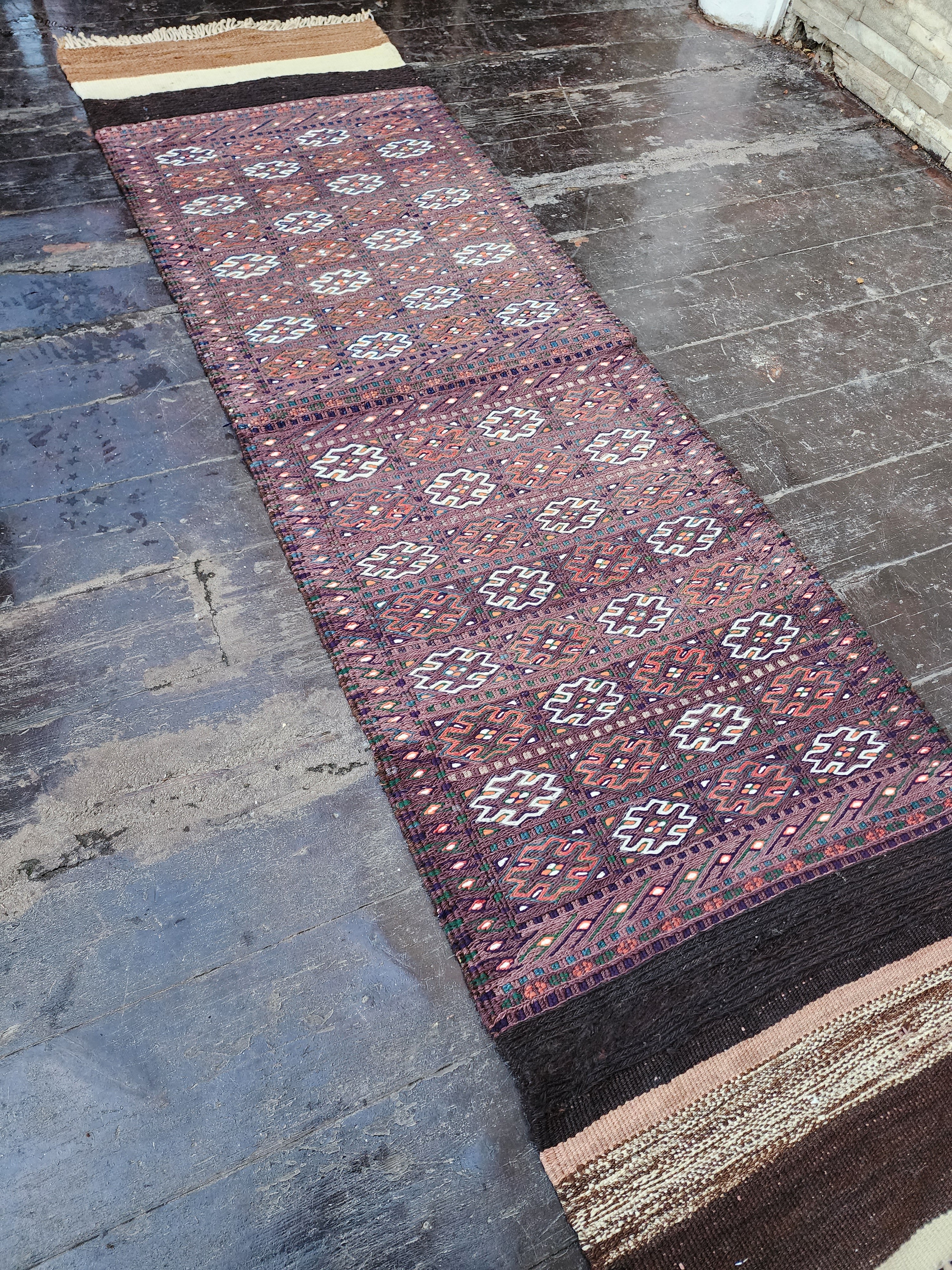 vintage Kilim Wool Runner Rug — detail texture