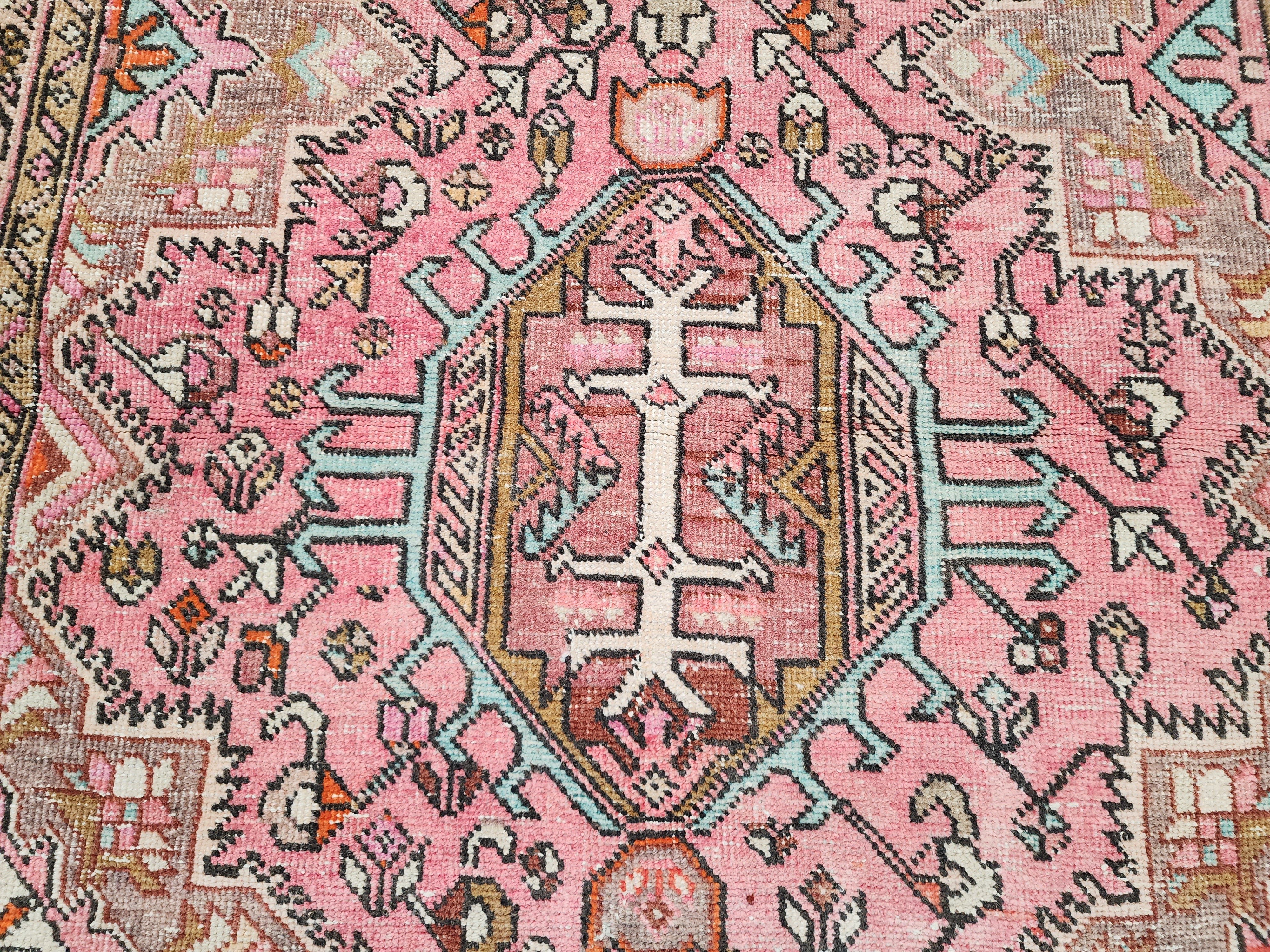 Tapis de couloir turc rose et marron Oushak 9 x 3, tapis ancien vieilli pâle surteint, tapis vintage en laine naturelle recyclée fait à la main