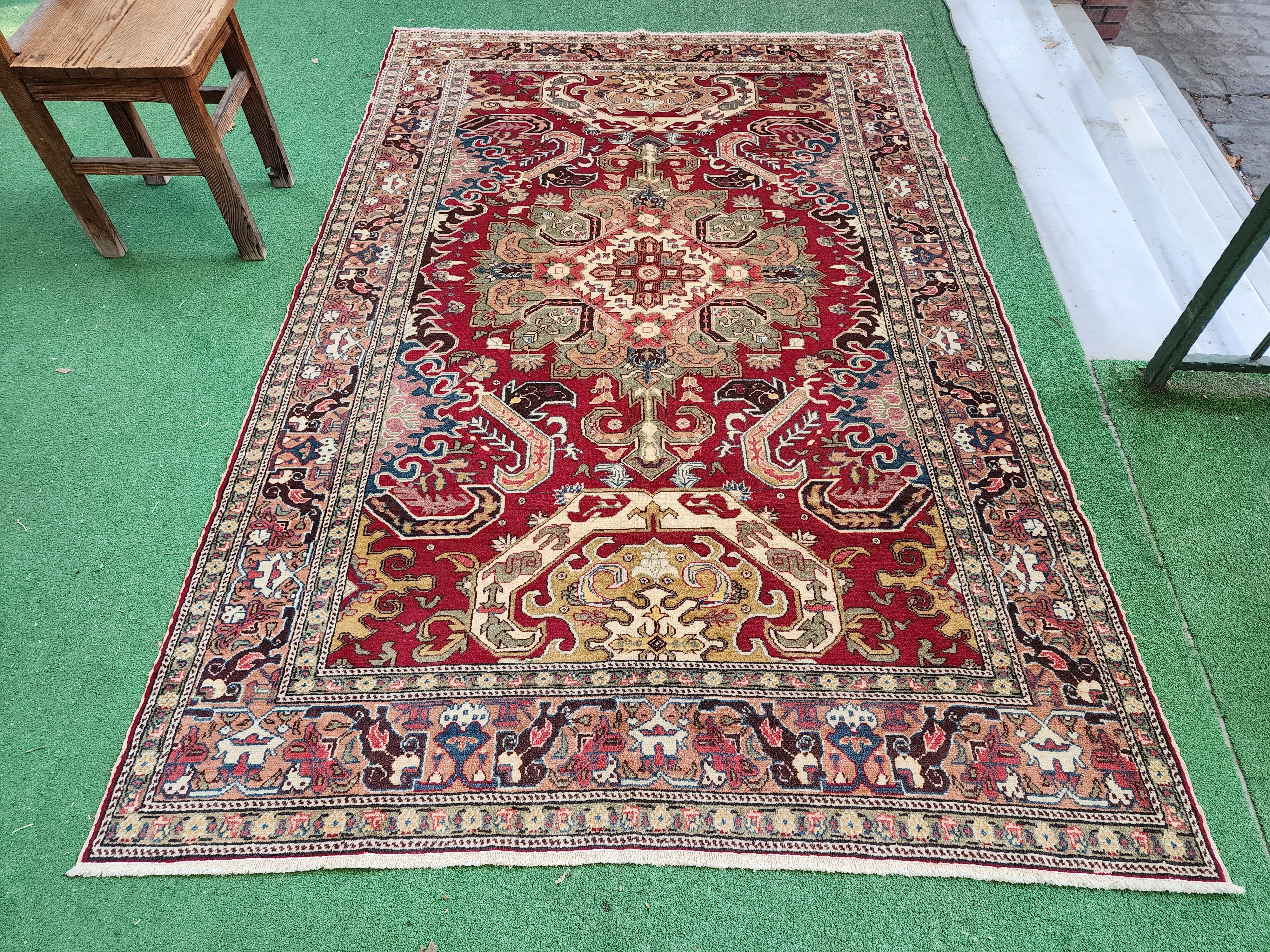 vintage Kayseri Silk Area Rug — pattern close-up