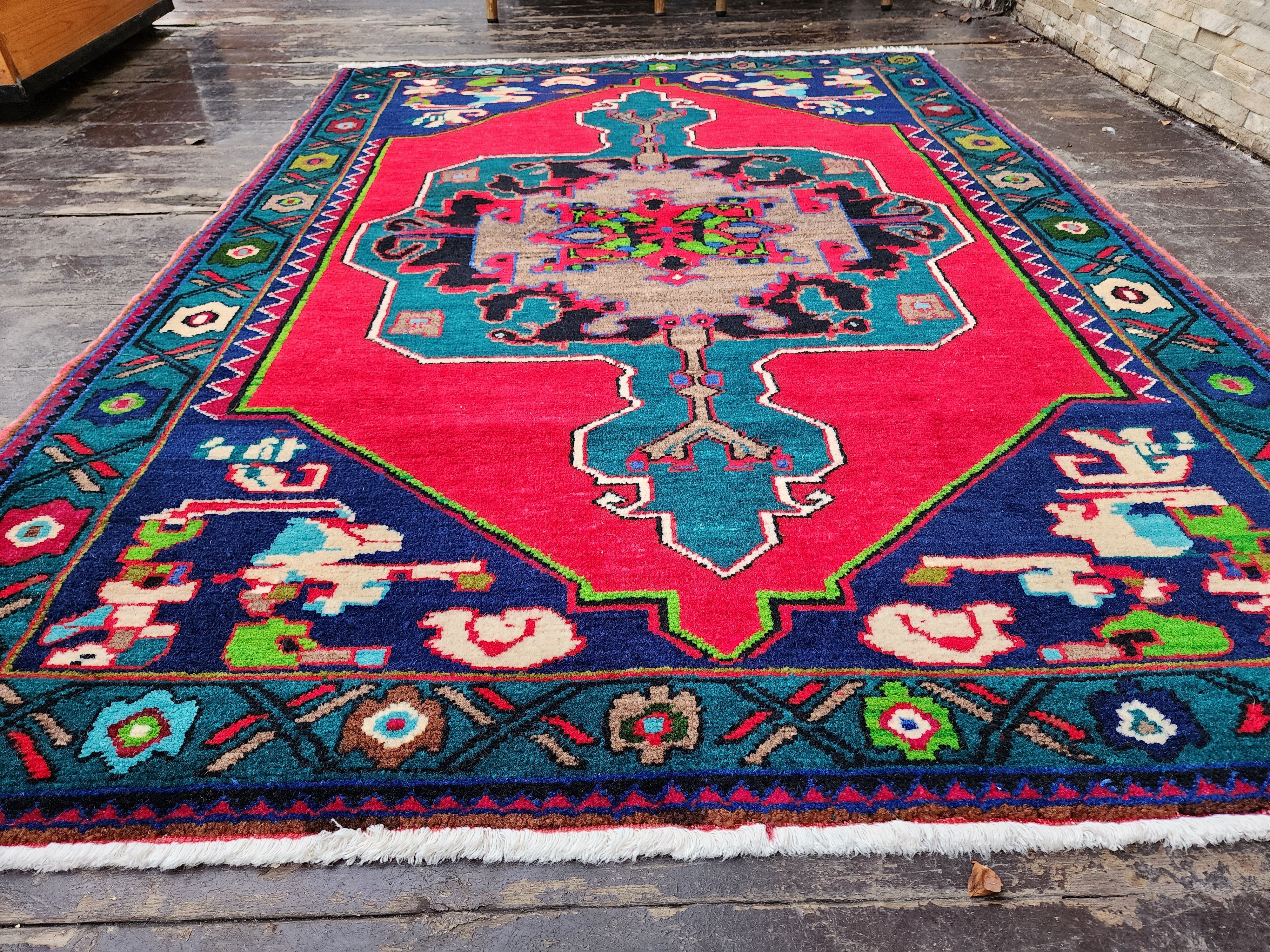 vintage Persian Wool Small Rug — pile detail