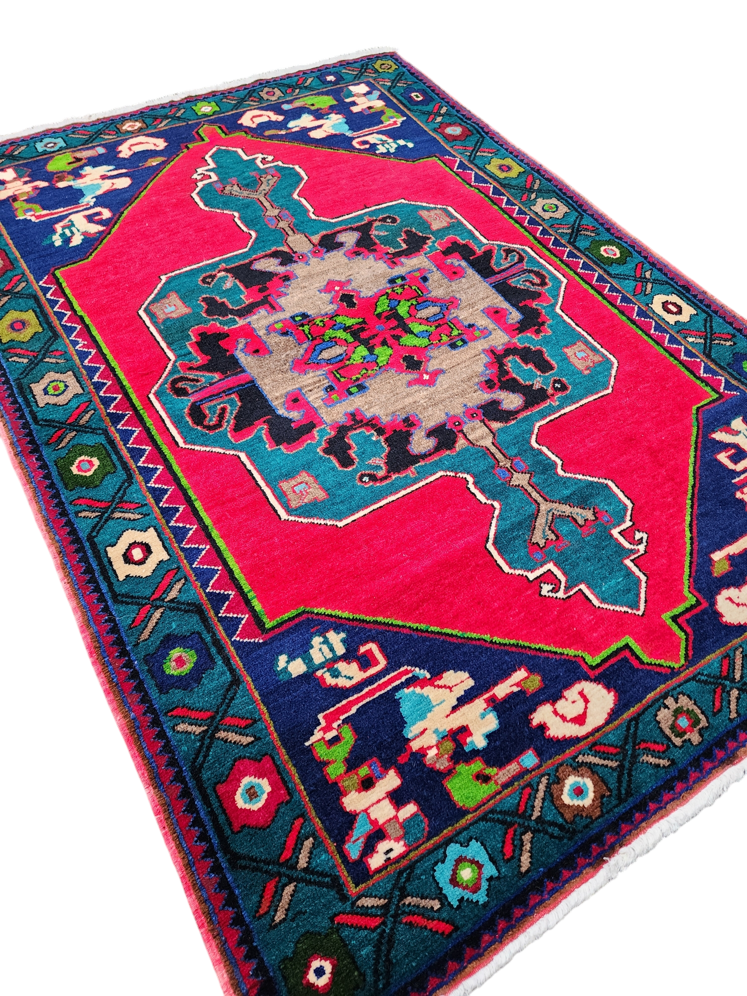 vintage Persian Wool Small Rug — back view